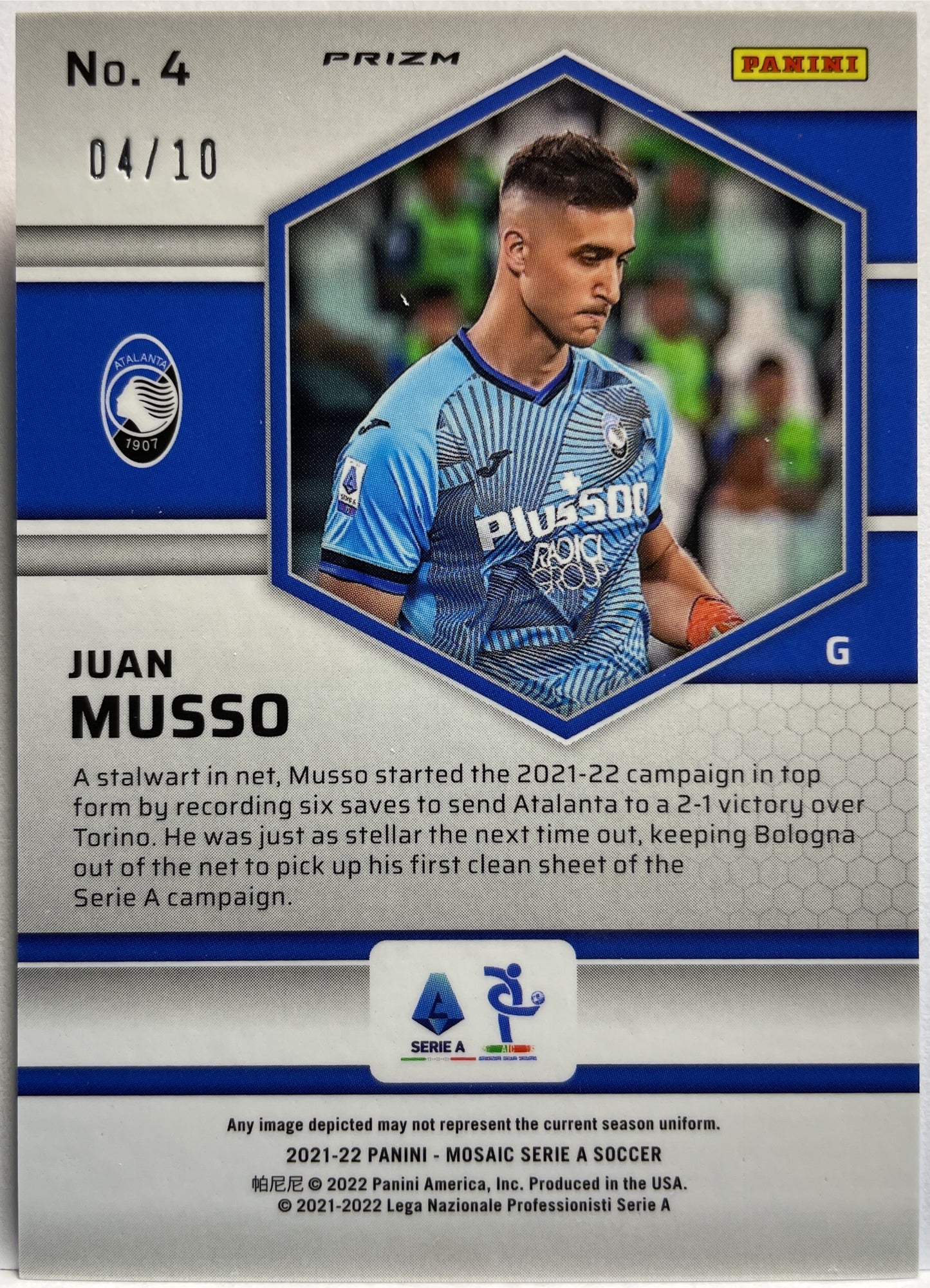 Juan Musso 4/10 Red/Gold Choice T-Mall Mosaic Serie A 2021/22