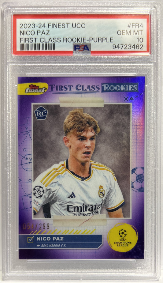 Nico Paz 54/299 Rookie First Class Rookie Purple Topps Finest UCC 2023/24 PSA 10