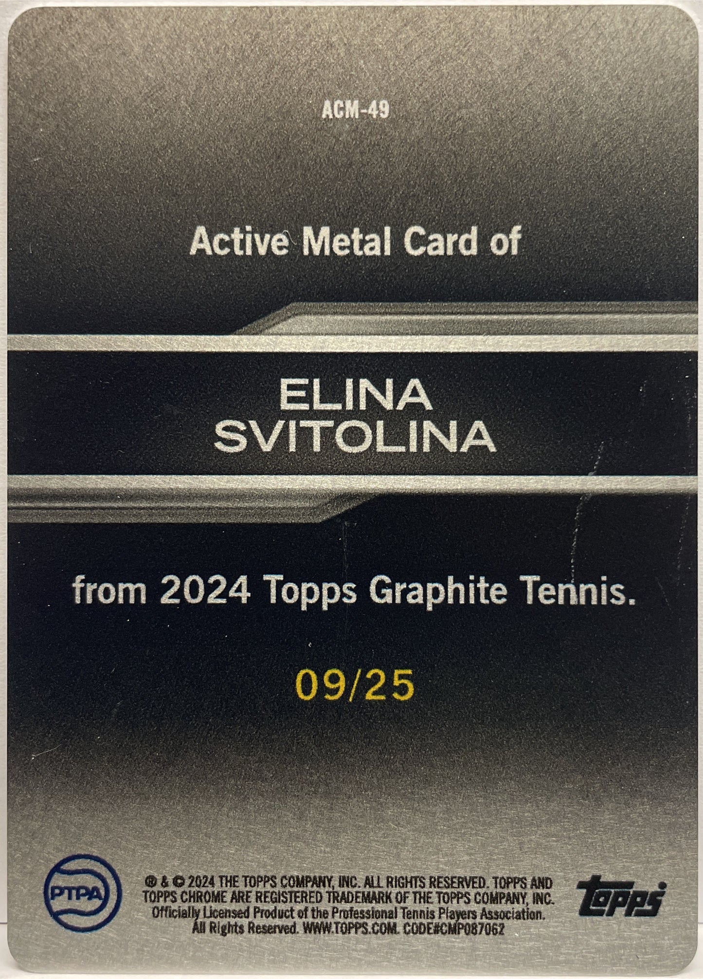 Elina Svitolina 9/25 Active Metal Topps Tennis Graphite 2024