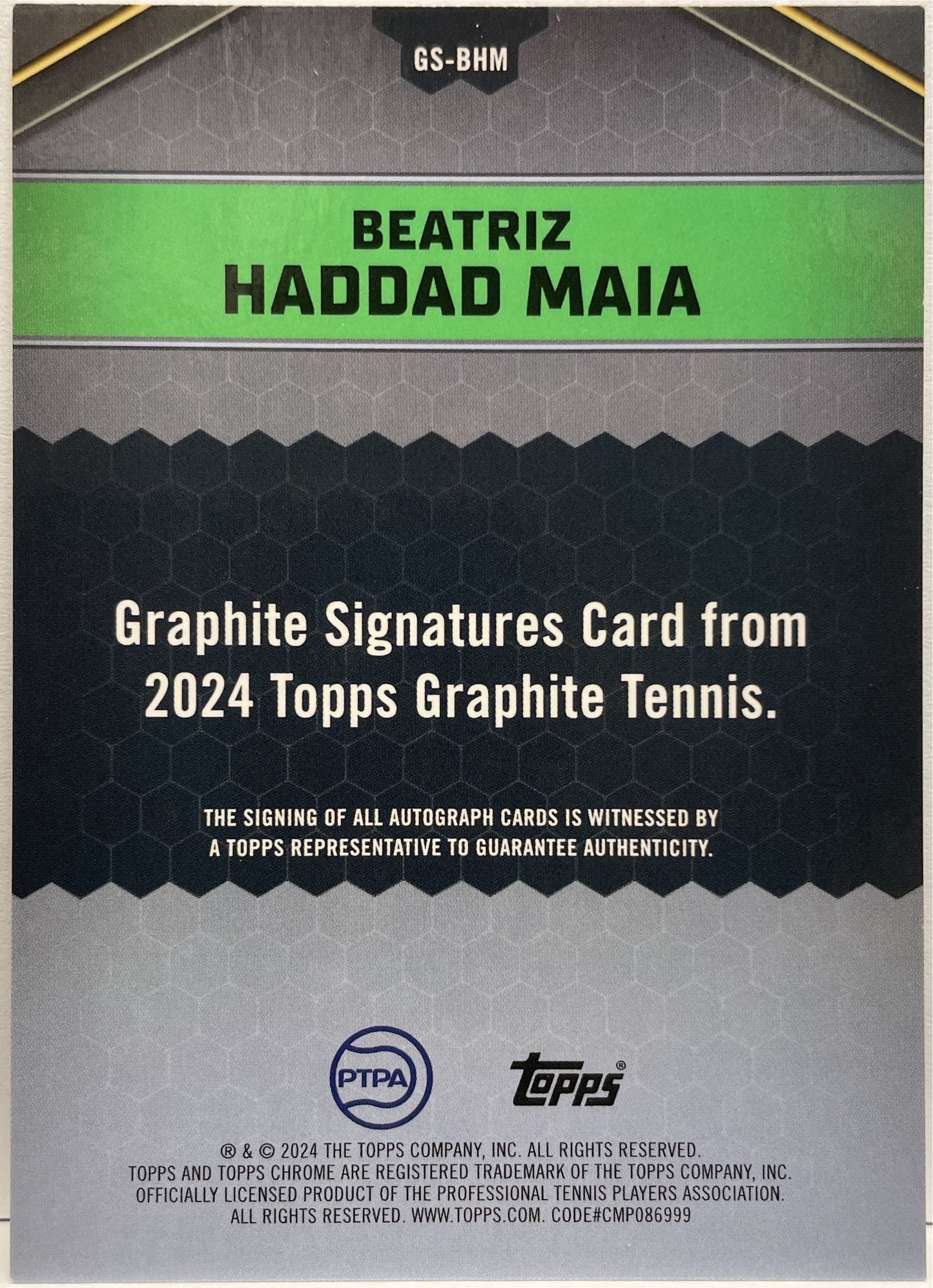 Beatriz Haddad Maia 12/50 Autograph Blue Topps Tennis Graphite 2024