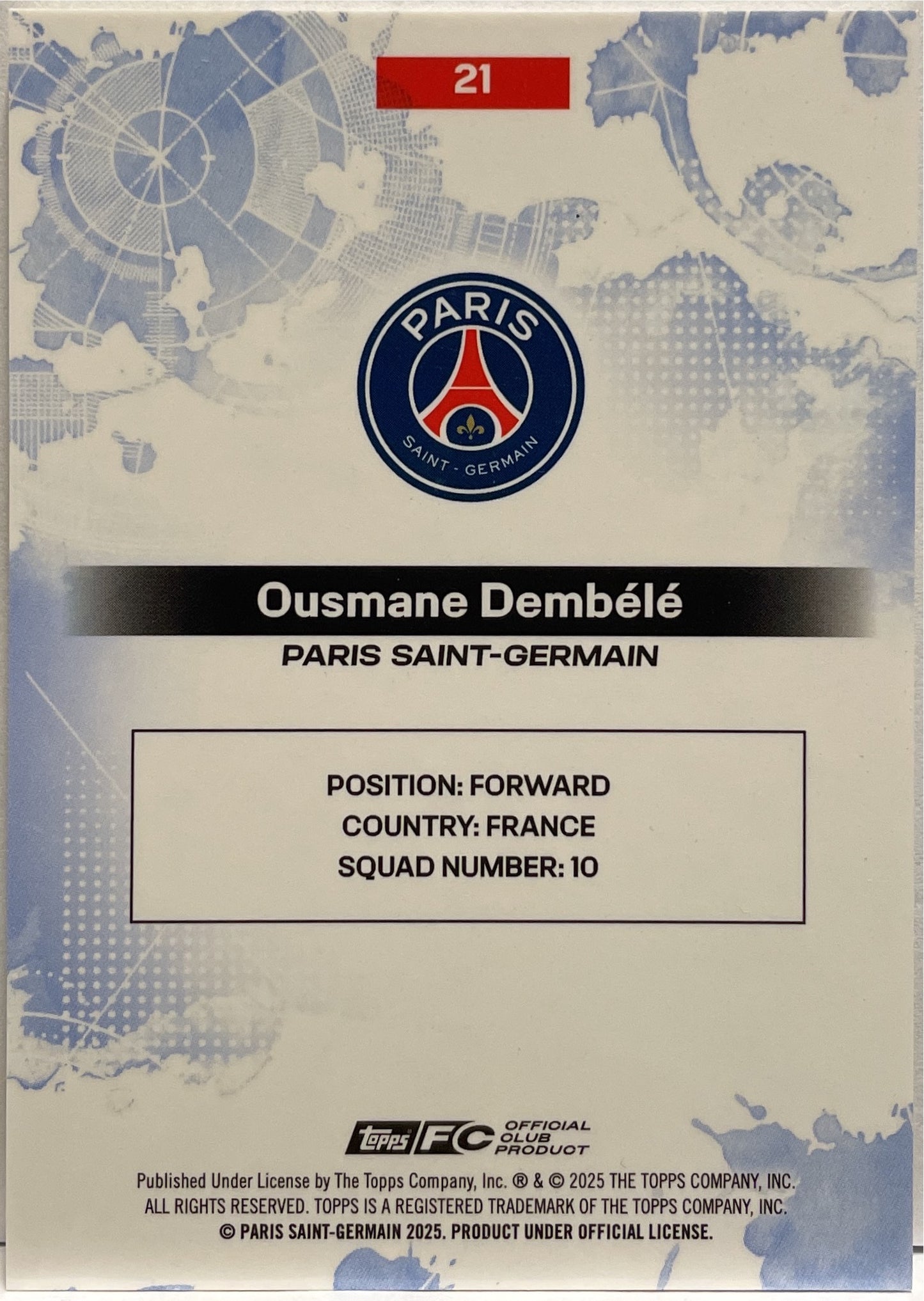 Ousmane Dembele 15/50 Yellow Topps PSG Exhibition 2024/25