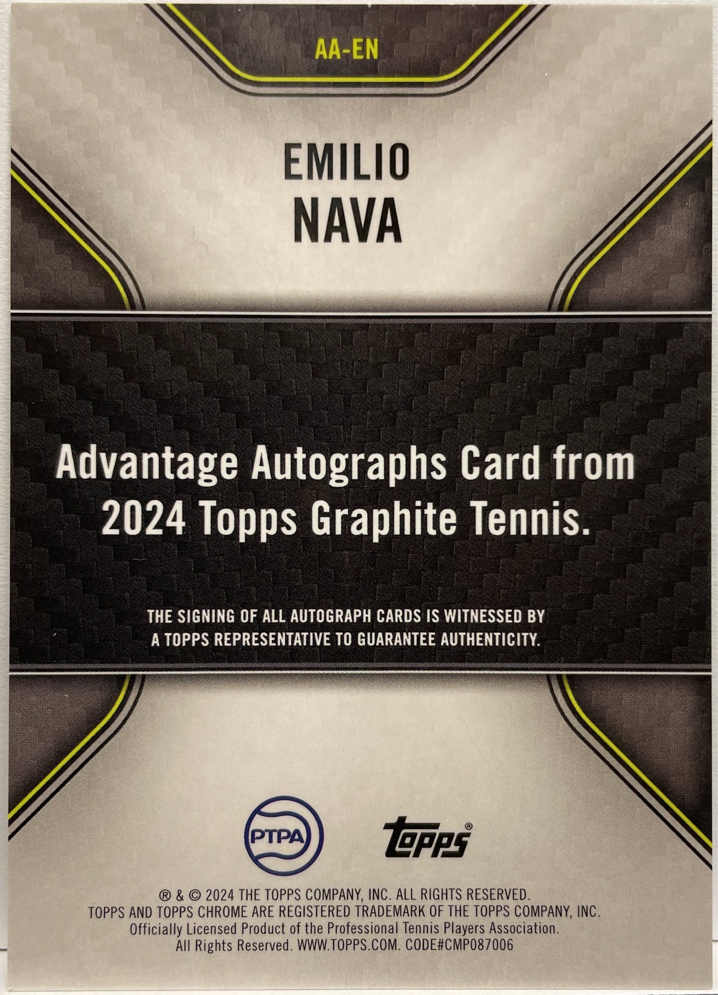 Emilio Nava Autograph Advantage Topps Tennis Graphite 2024