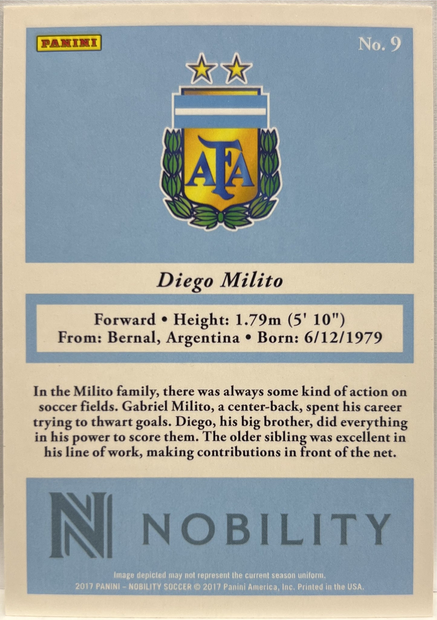 Diego Milito 8/10 Panini Nobility 2017