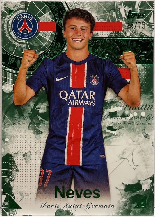 Joao Neves 24/75 Green Topps PSG Exhibition 2024/25