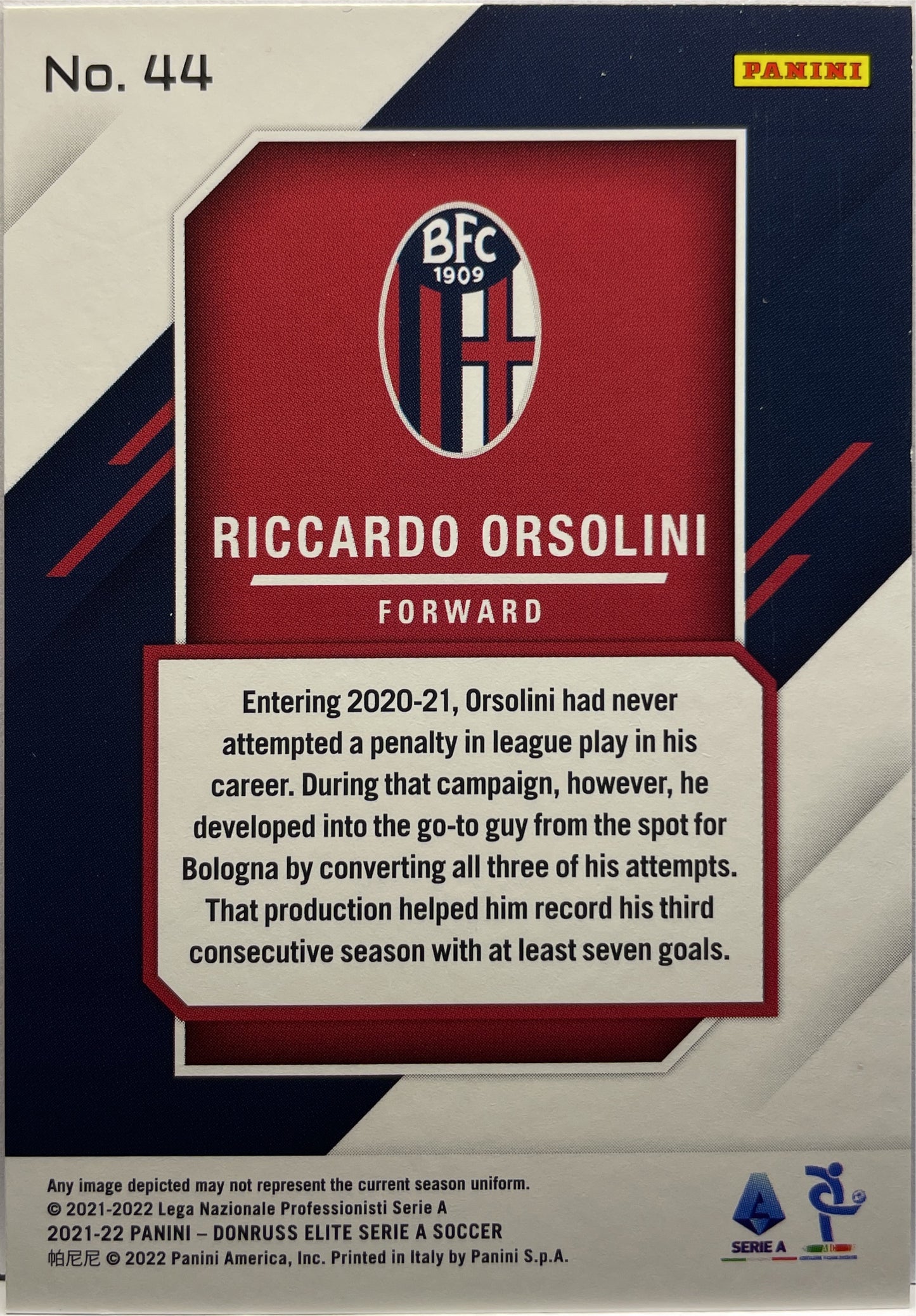 Riccardo Orsolini 32/49 Fireworks Orange Donruss Elite Serie A 2021/22