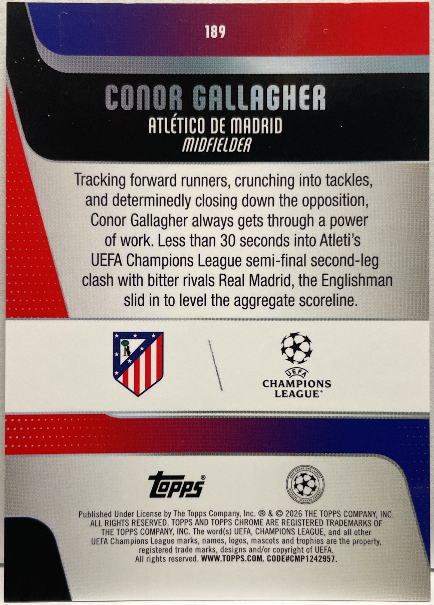 Conor Gallagher 35/50 Gold Geometric Topps Chrome UCC 2025/26