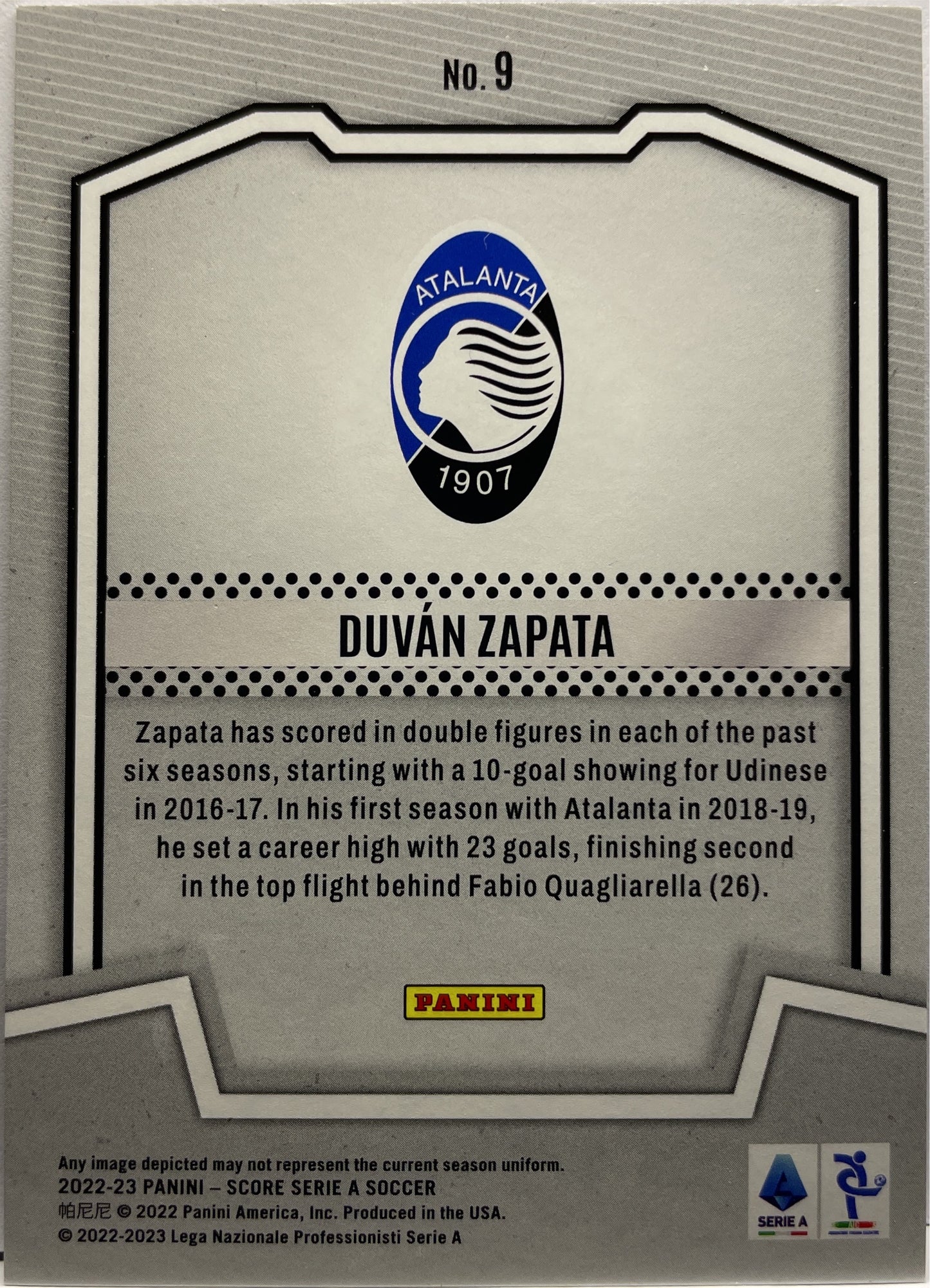 Duvan Zapata 10/15 Score Team Purple Laser Score Serie A 2022/23