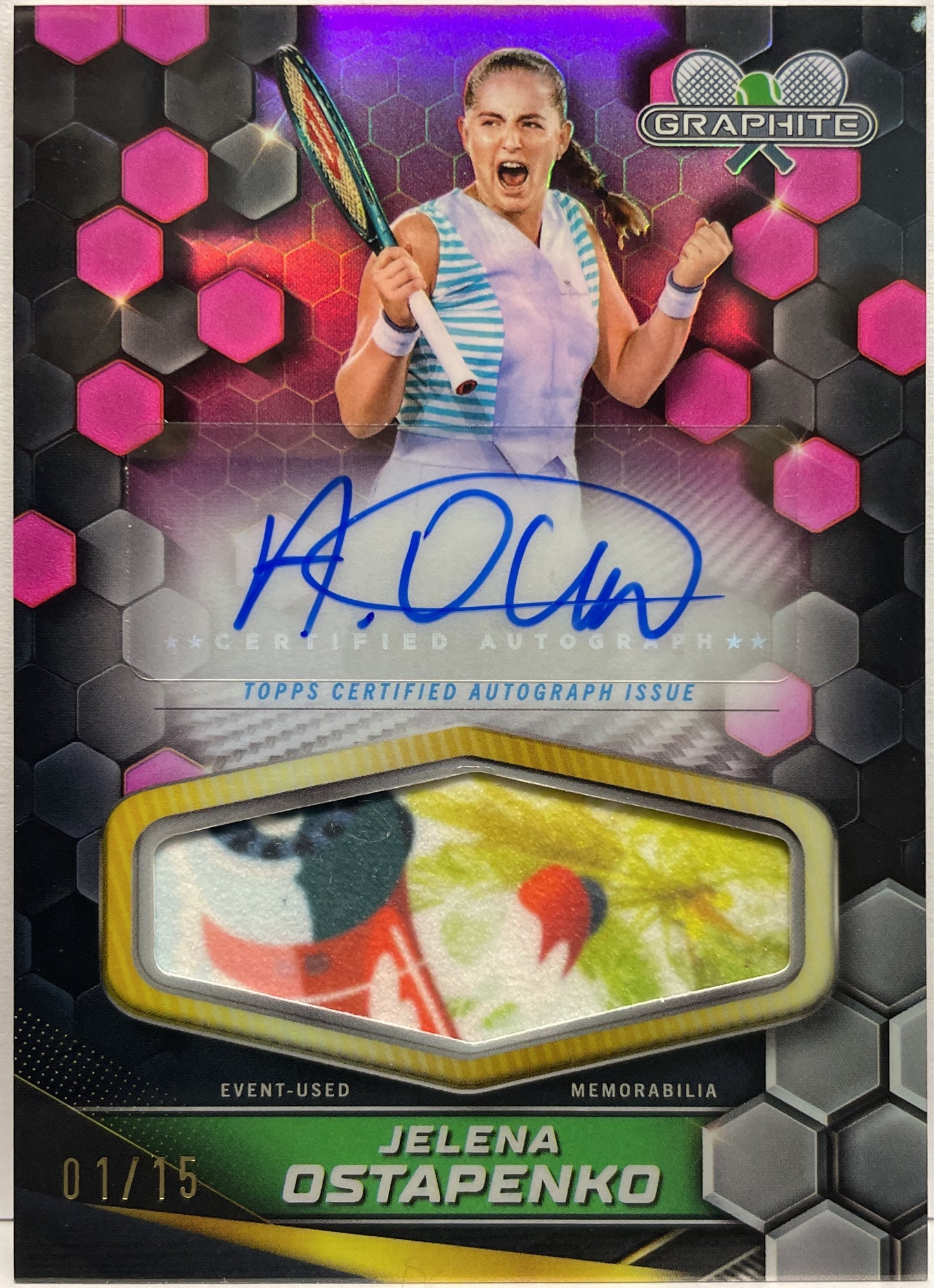 Jelena Ostapenko 1/15 Patch Autograph Topps Tennis Graphite 2024