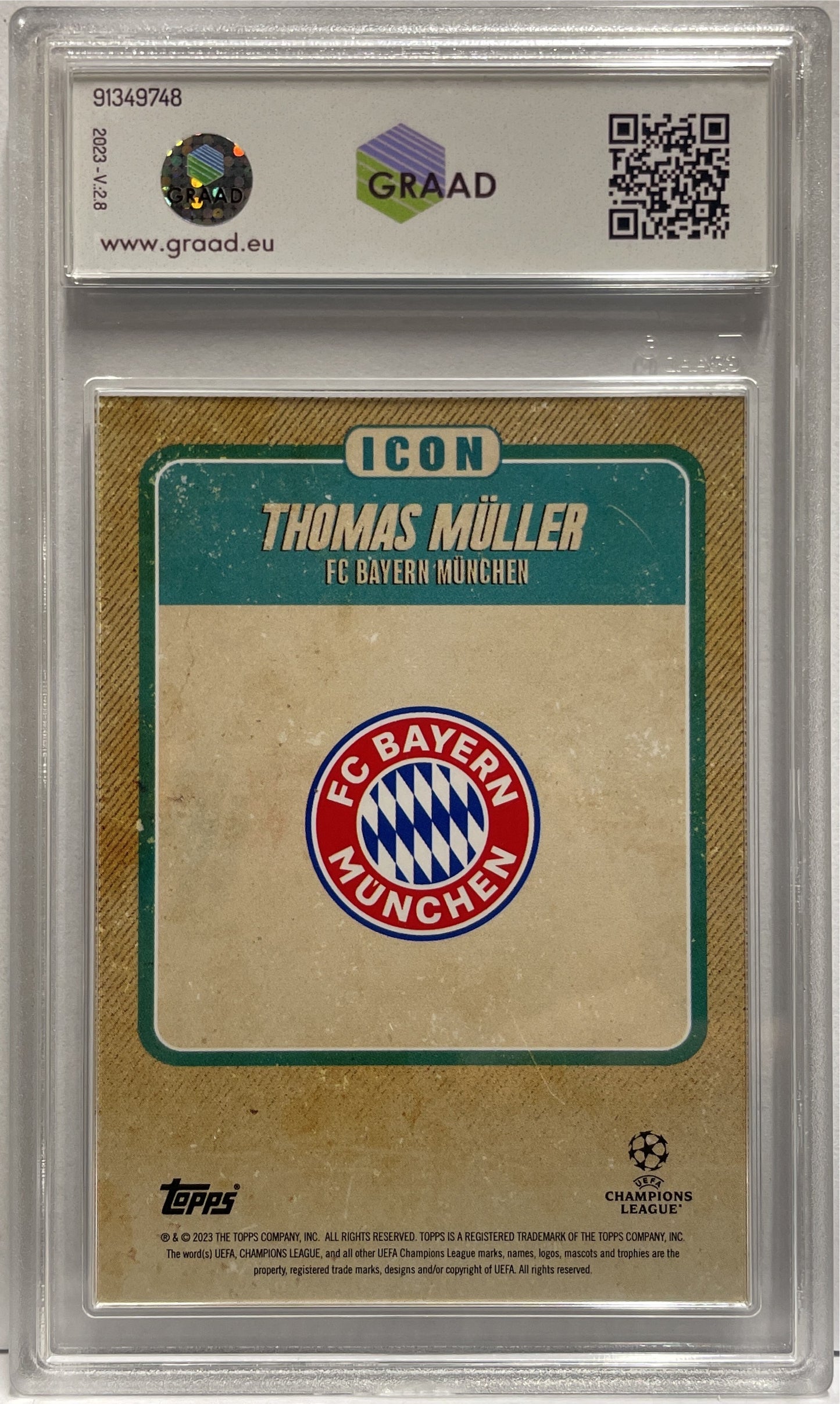 Thomas Muller 2/49 Autograph Blue Topps Jamal Musiala Platinum Curated Set 2023 GRAAD 10
