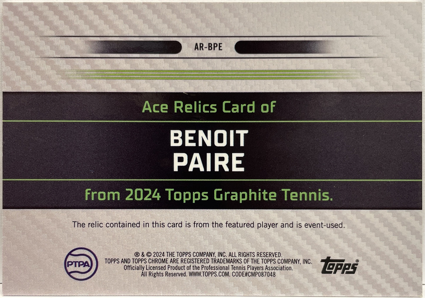 Benoit Paire Patch Ace Topps Tennis Graphite 2024