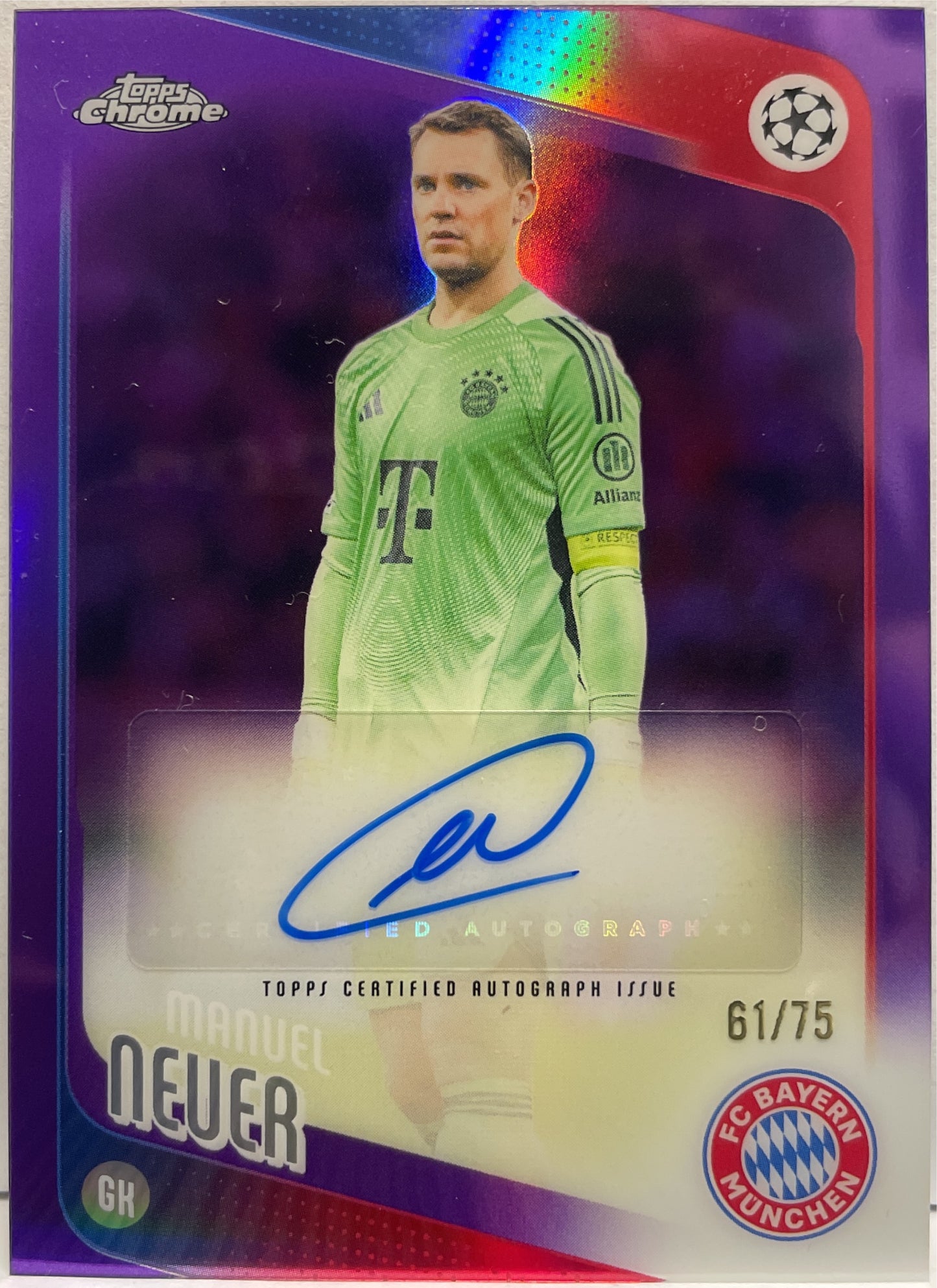 Manuel Neuer 61/75 Autograph Purple Topps Chrome UCC 2025/26