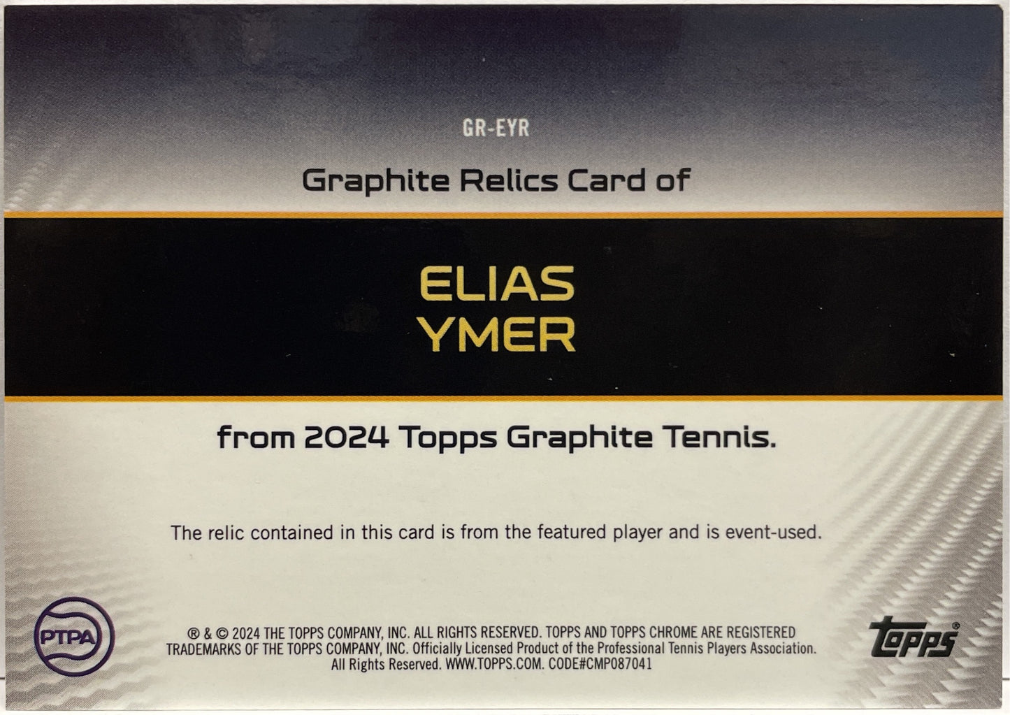 Elias Ymer 3/50 Patch Blue Topps Tennis Graphite 2024