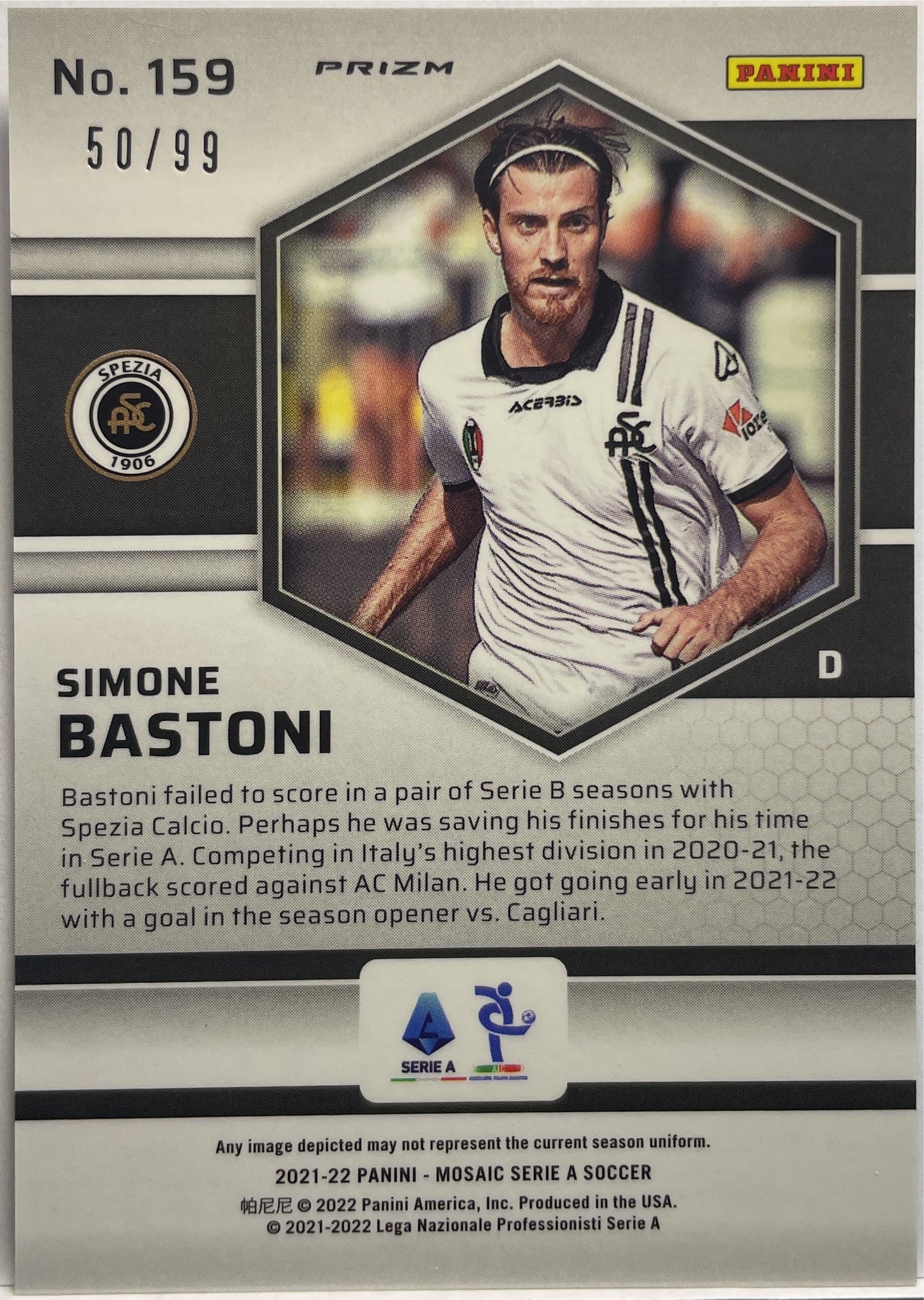 Simone Bastoni 50/99 Rookie Blue Mosaic Serie A 2021/22