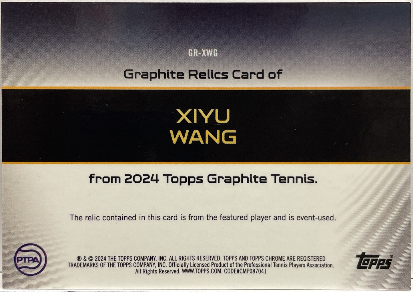 Xiyu Wang Patch Topps Tennis Graphite 2024