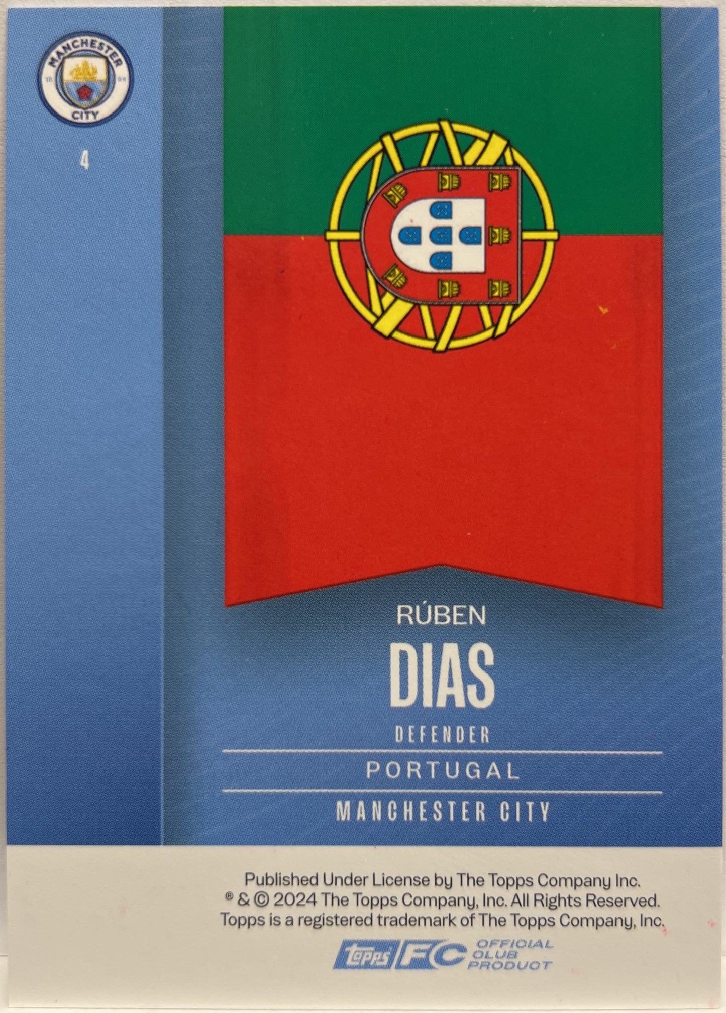 Ruben Dias 22/99 Pink Manchester City Fan Set 2024/25