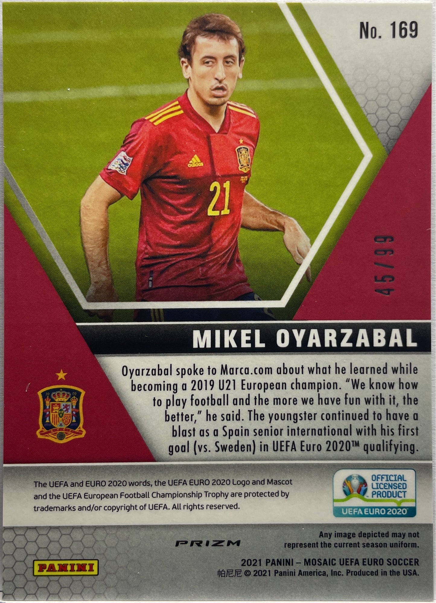 Mikel Oyarzabal 45/99 Blue Mosaic Uefa Euro 2020/21