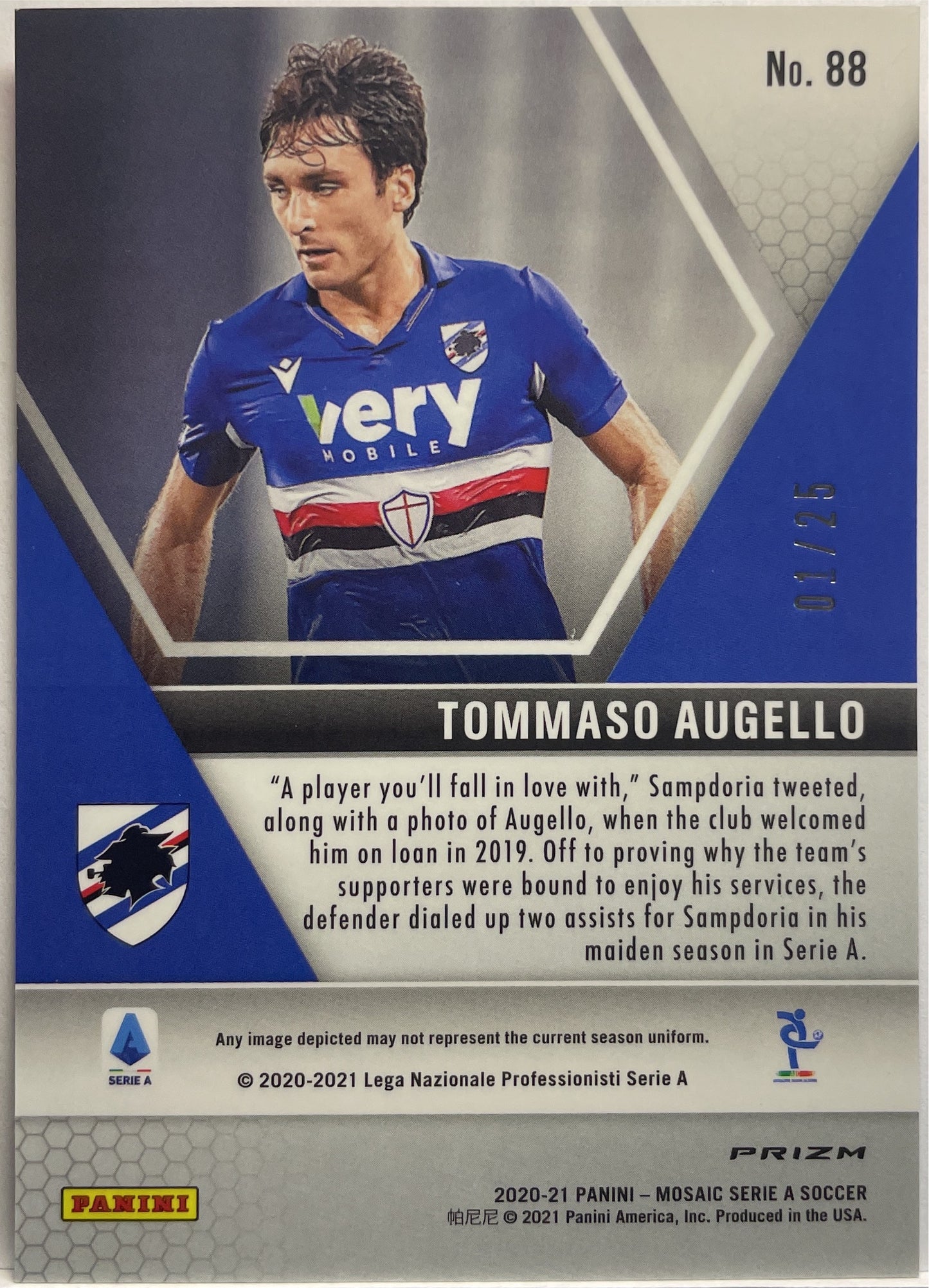 Tommaso Augello 1/25 Rookie Pink Mosaic Serie A 2020/21