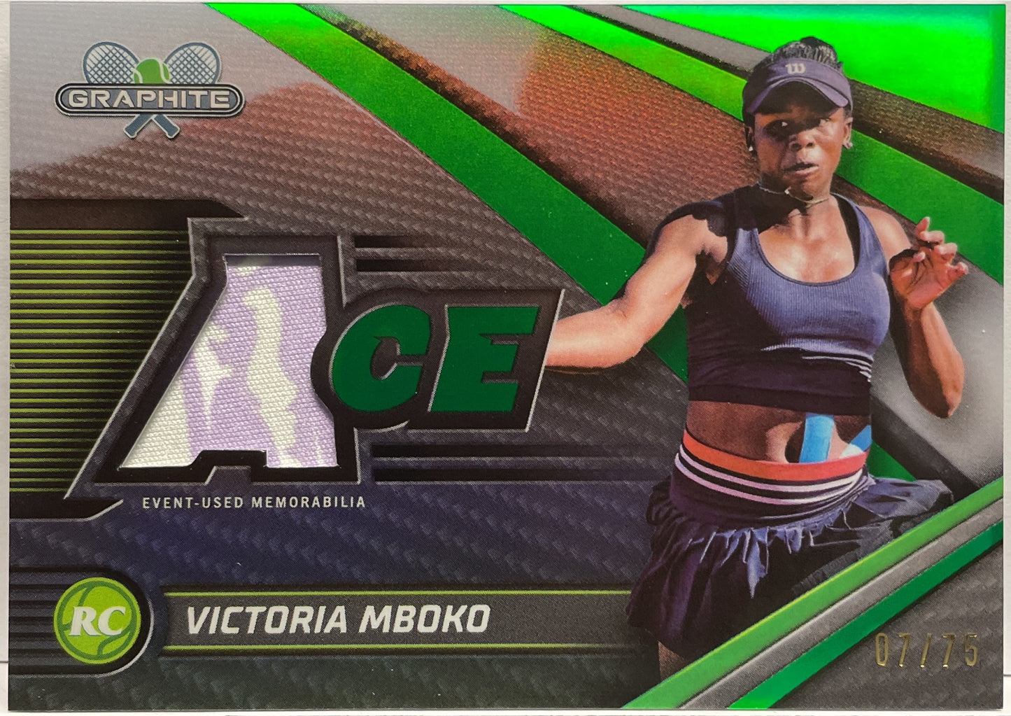 Victoria Mboko 7/75 Rookie Patch Ace Green Topps Tennis Graphite 2024