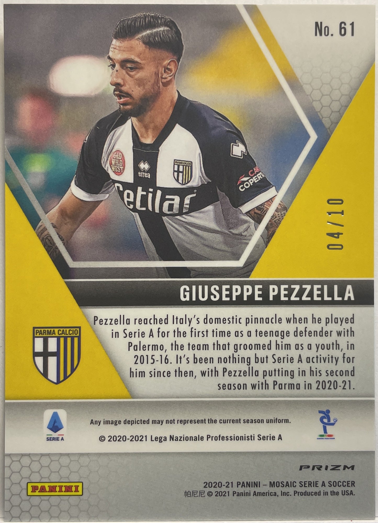 Giuseppe Pezzella 4/10 Rookie Gold Mosaic Serie A 2020/21