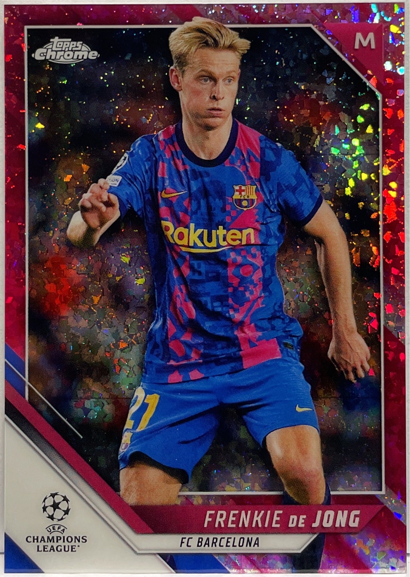 Frenkie De Jong 110/175 Pink Mini Diamond Topps Chrome UCL 2021/22