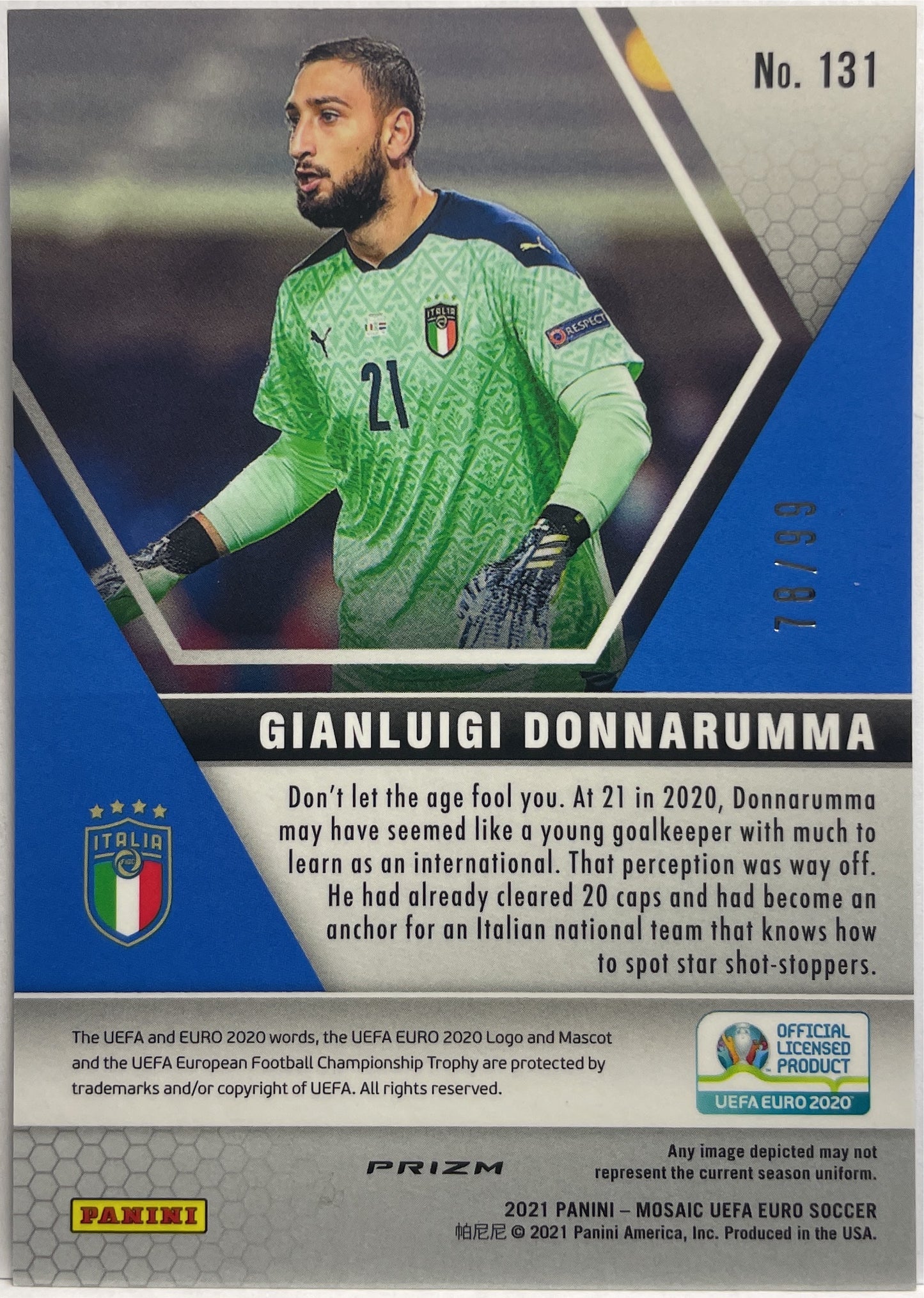 Gianluigi Donnarumma 78/99 Blue Mosaic Uefa Euro 2020/21