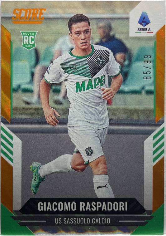 Giacomo Raspadori 85/99 Rookie Orange Score Serie A 2021/22