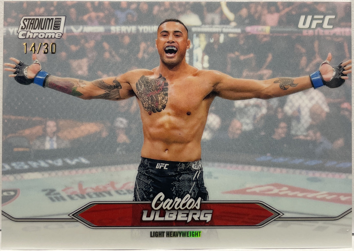 Carlos Ulberg 14/30 Chrome Pearl White Topps Stadium UFC 2025