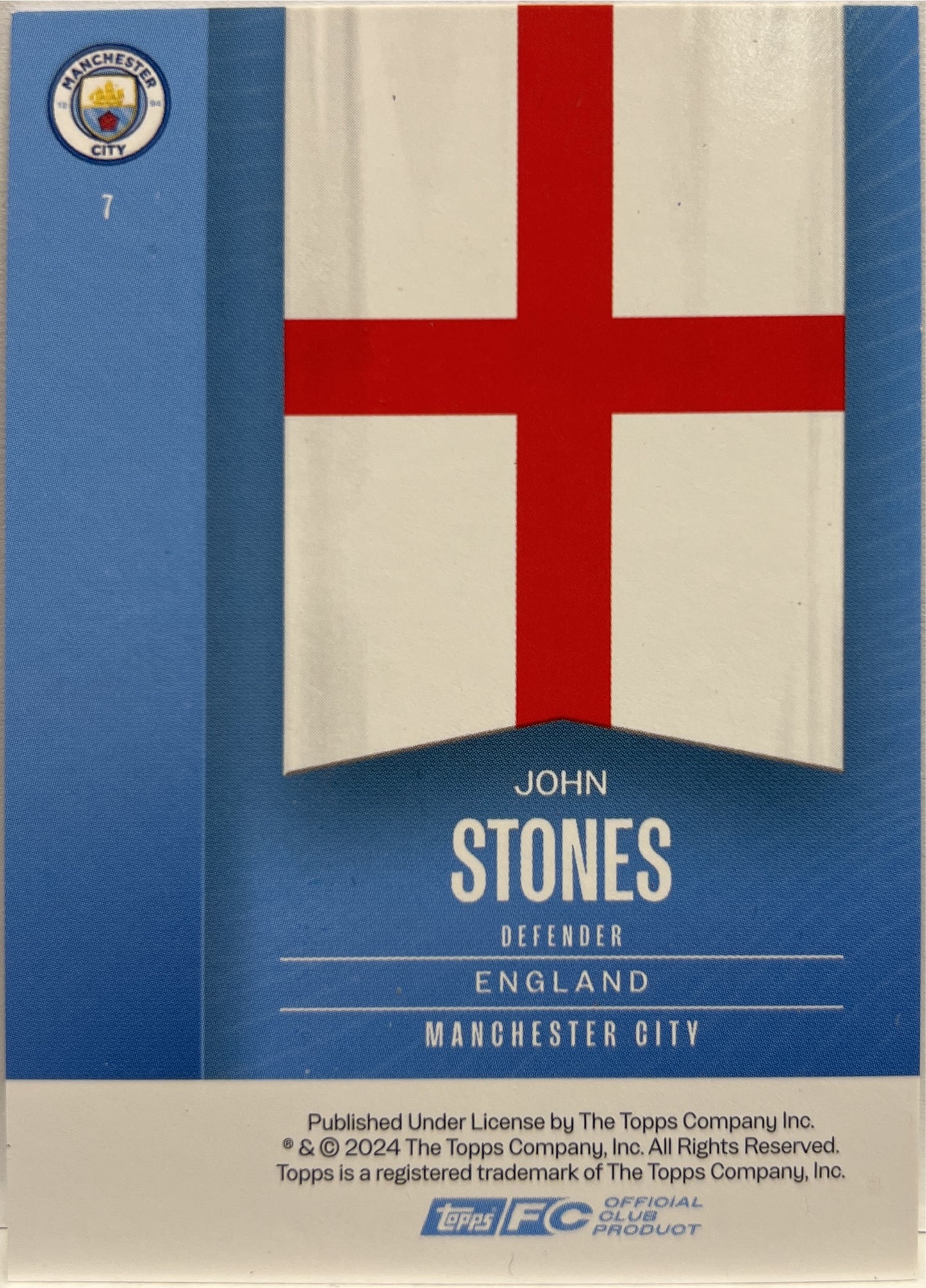John Stones 66/199 Yellow Manchester City Fan Set 2024/25
