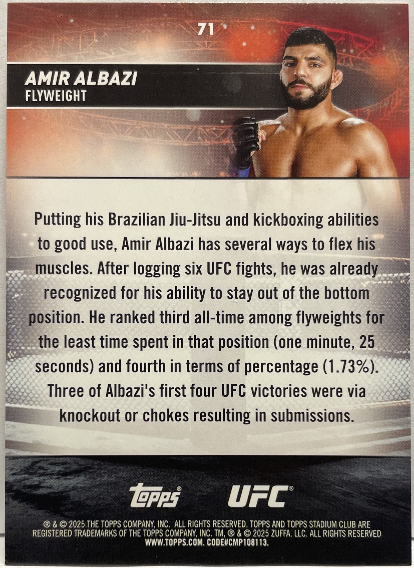 Amir Albazi 53/199 Green Foil Topps Stadium UFC 2025