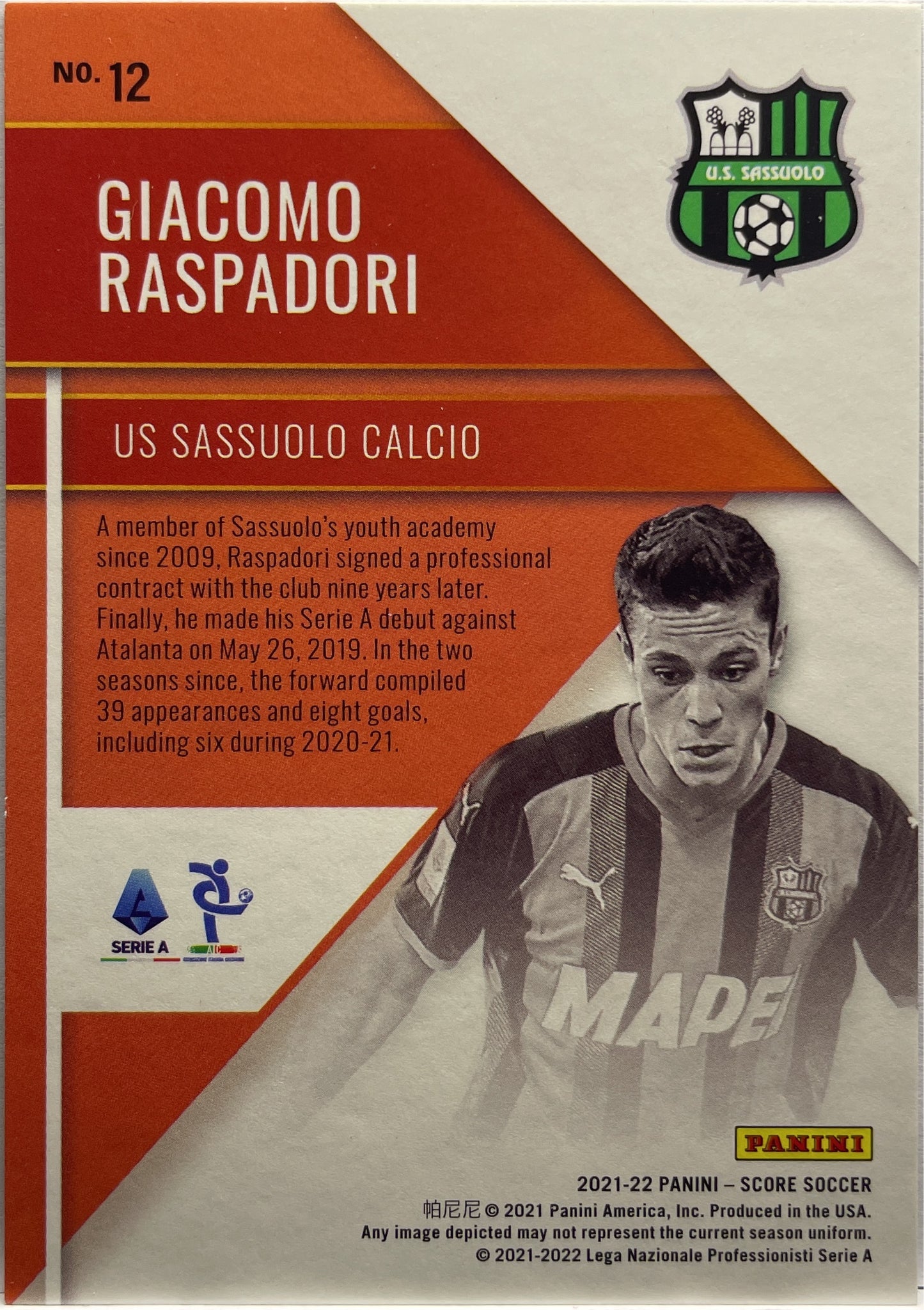 Giacomo Raspadori 6/10 Hot Rookies Score Serie A 2021/22