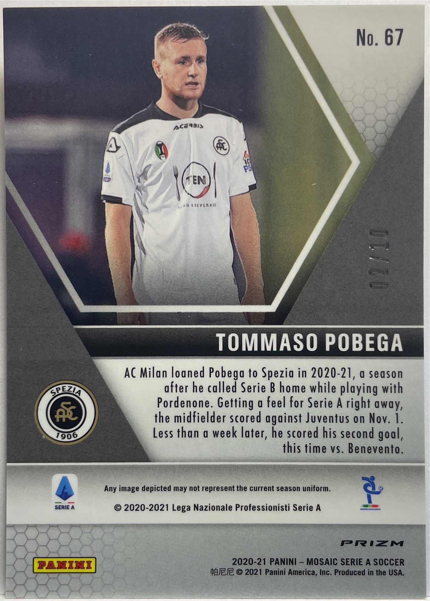 Tommaso Pobega 2/10 Rookie Gold Mosaic Serie A 2020/21