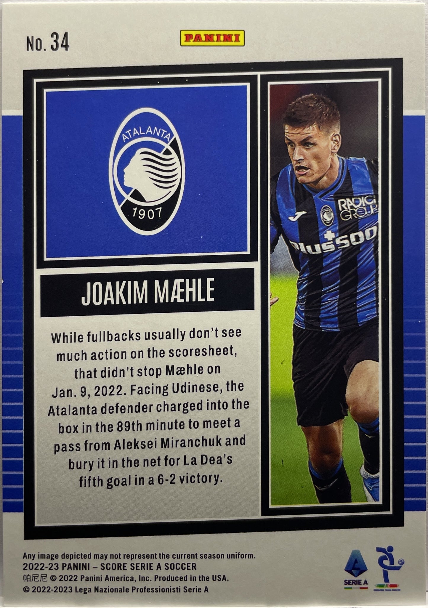 Joakim Maehle 33/35 Orange Laser Score Serie A 2022/23