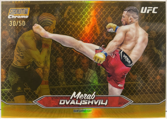 Merab Dvalishvili 30/50 Chrome Gold Topps Stadium UFC 2025