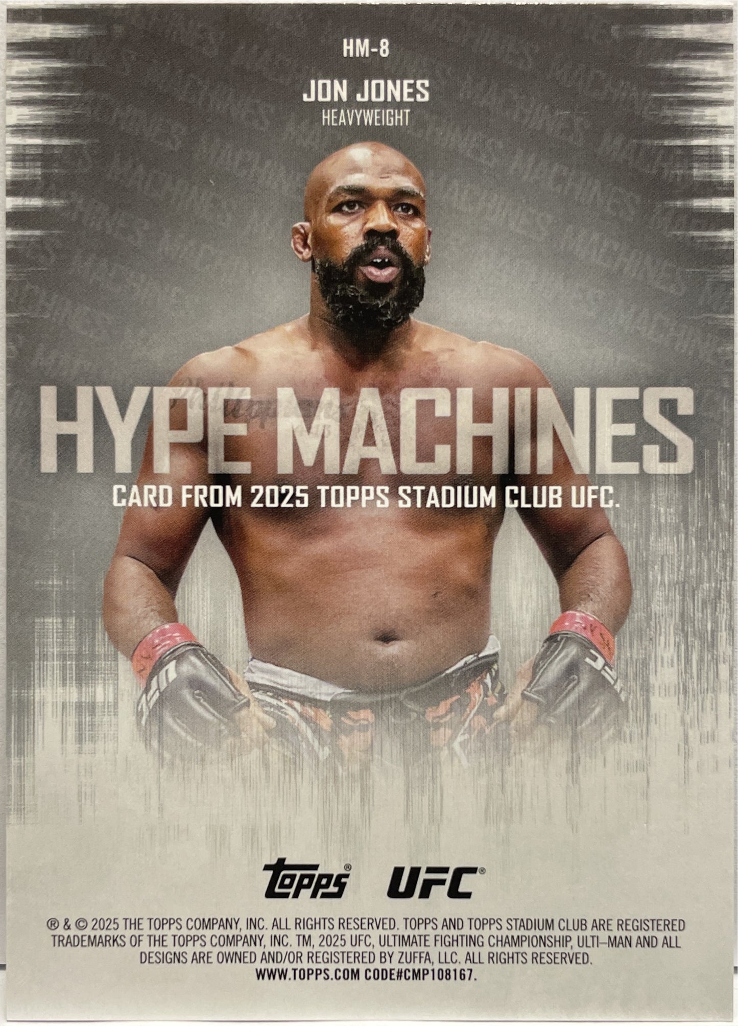 Jon Jones 10/99 Hype Machines Black Topps Stadium UFC 2025