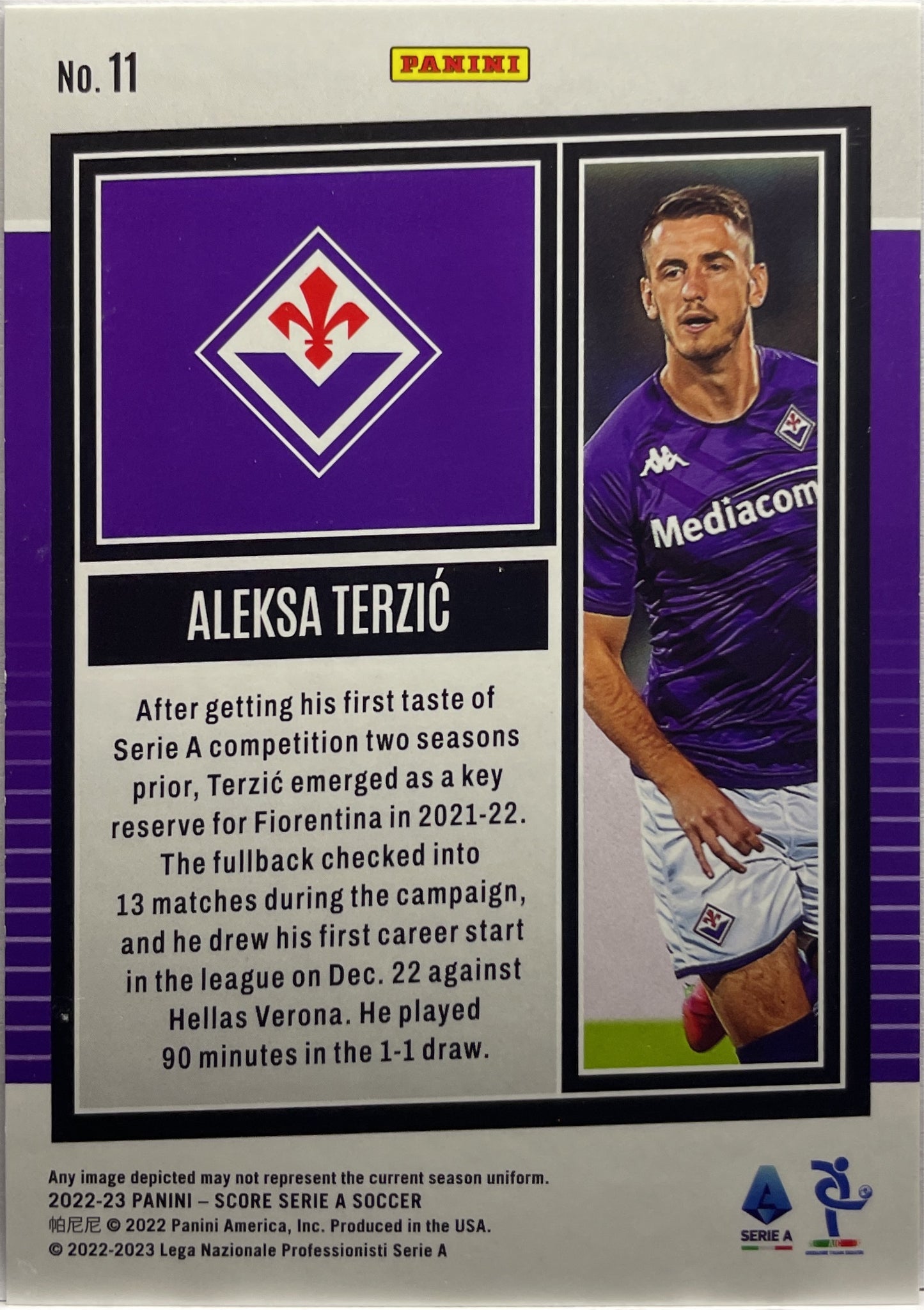 Aleksa Terzic 1/35 Rookie Orange Laser Score Serie A 2022/23