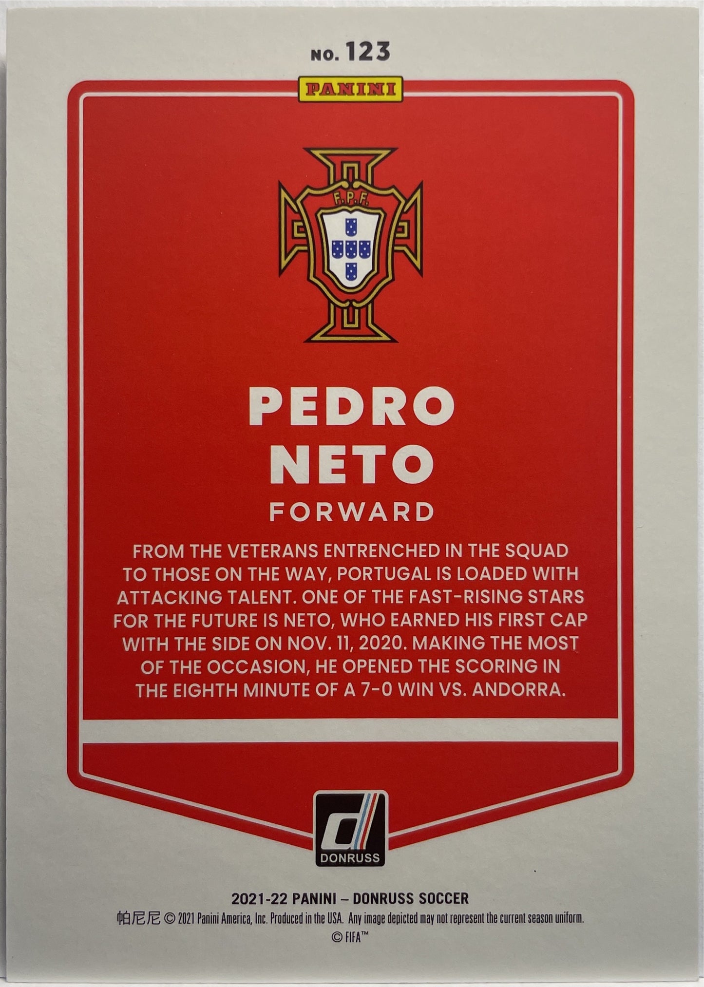 Pedro Neto 219/349 Press Proof Gold Donruss Road To Qatar 2021/22