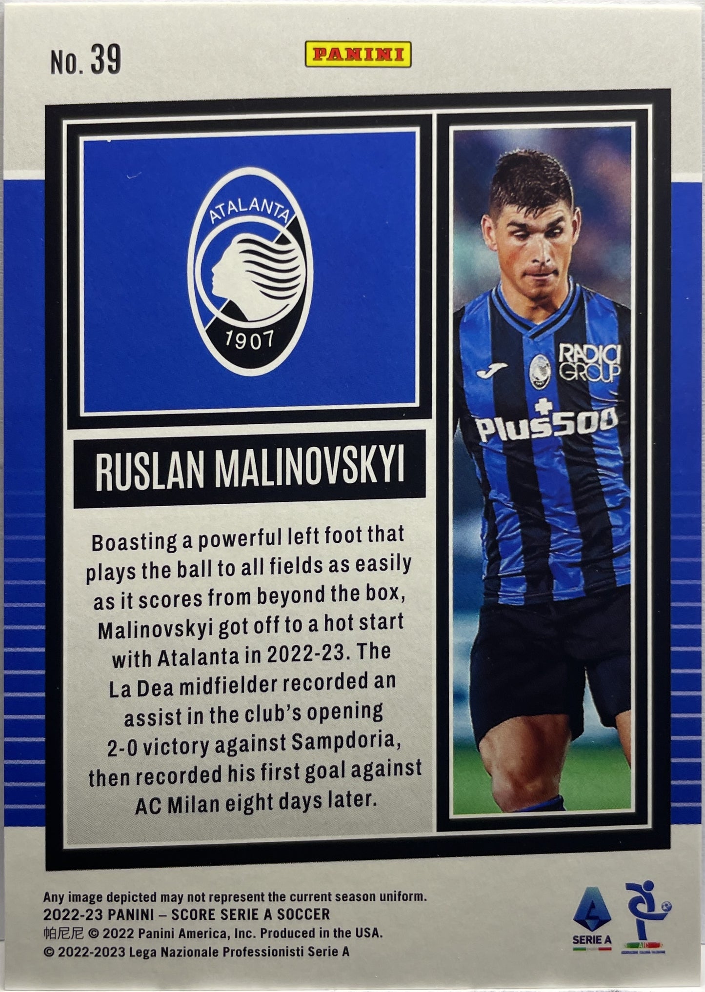 Ruslan Malinovskyi 58/60 Blue Laser Score Serie A 2022/23