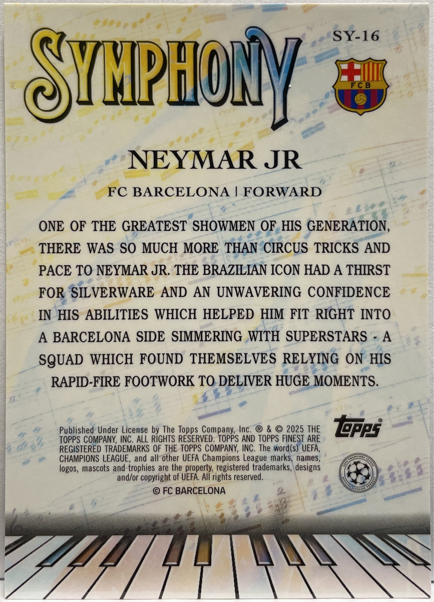 Neymar Jr 238/299 Symphony Purple Topps Finest UCC 2024/25