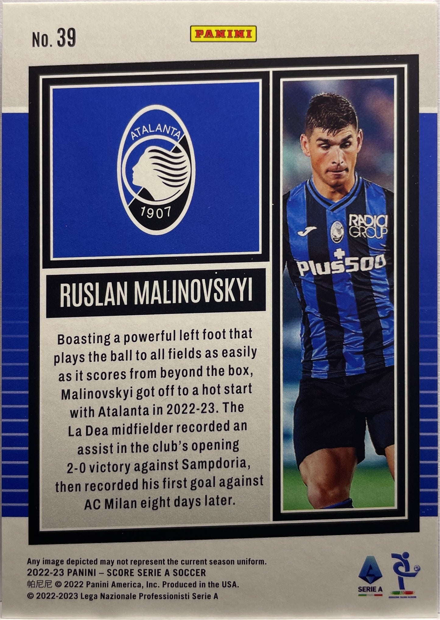 Ruslan Malinovskyi 25/60 Blue Laser Score Serie A 2022/23