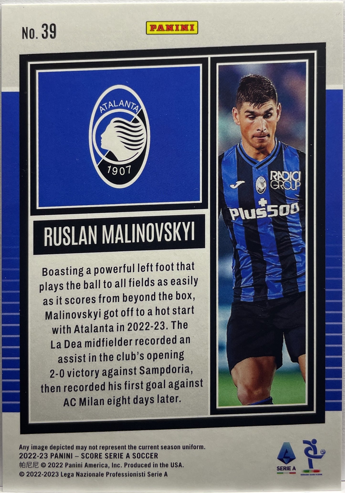 Ruslan Malinovskyi 8/35 Orange Laser Score Serie A 2022/23