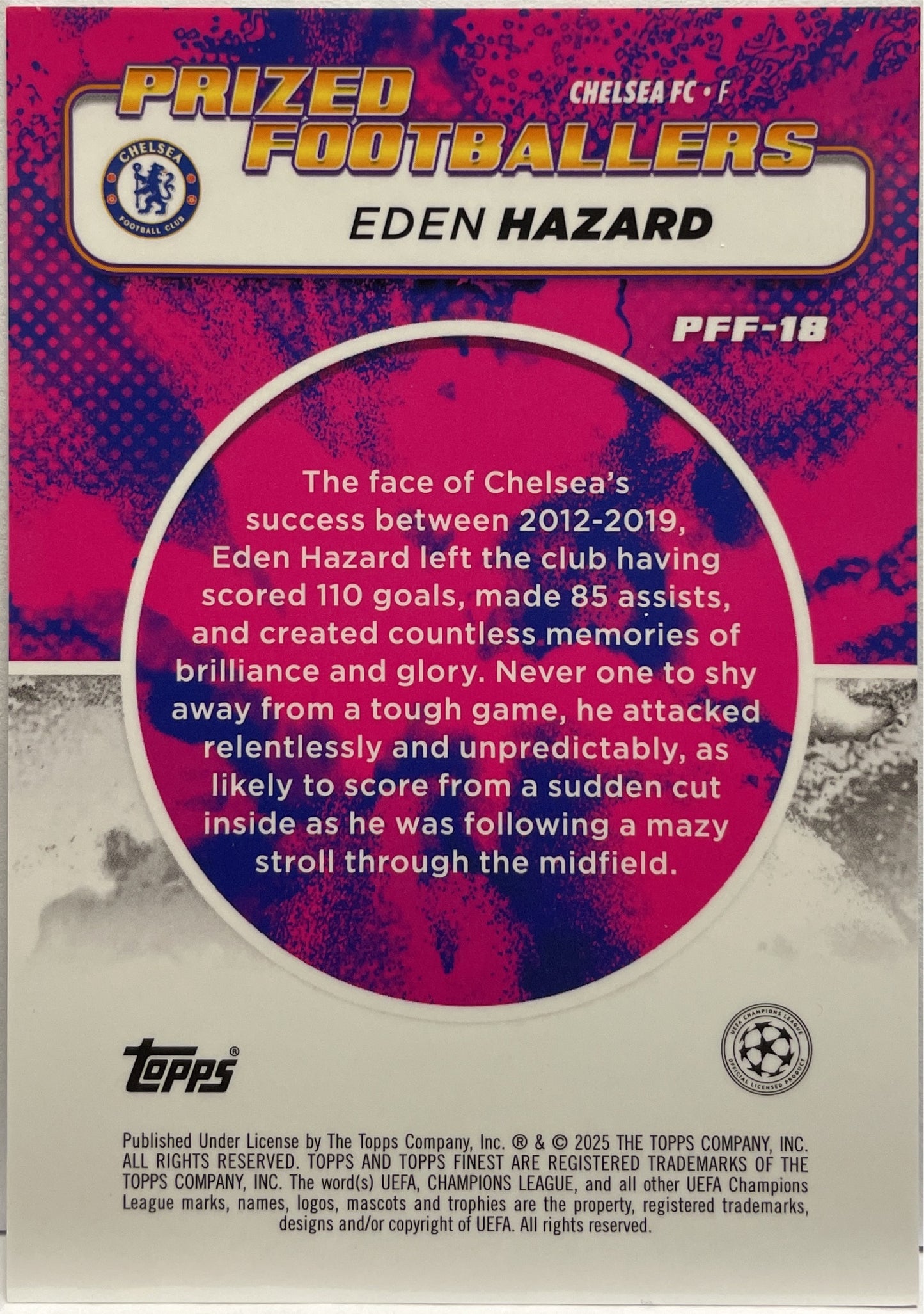 Eden Hazard Prized Footballers Fusion Variation Black Red Topps Finest UCC 2024/25