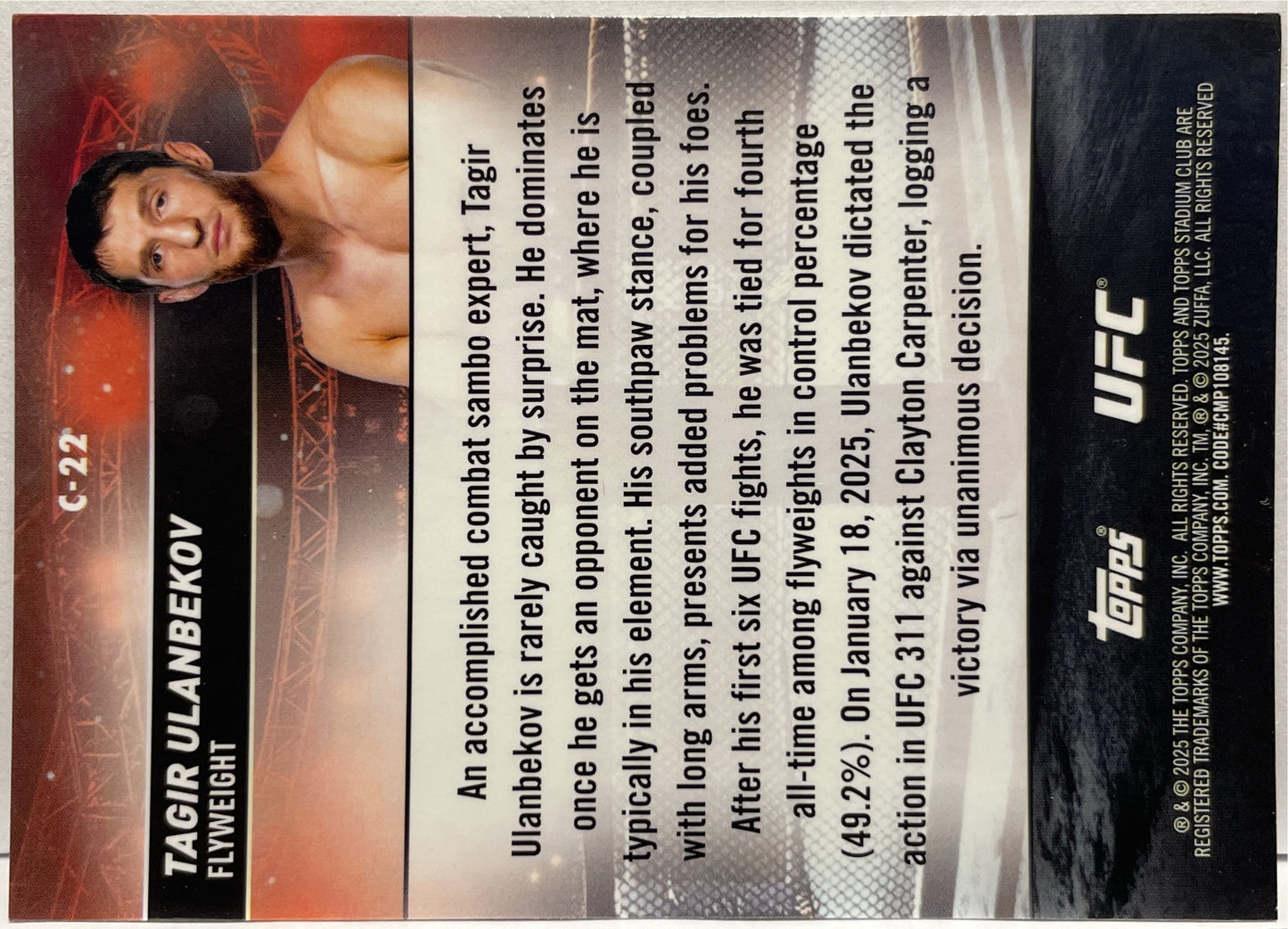 Tagir Ulanbekov 28/50 Chrome Orange Topps Stadium UFC 2025