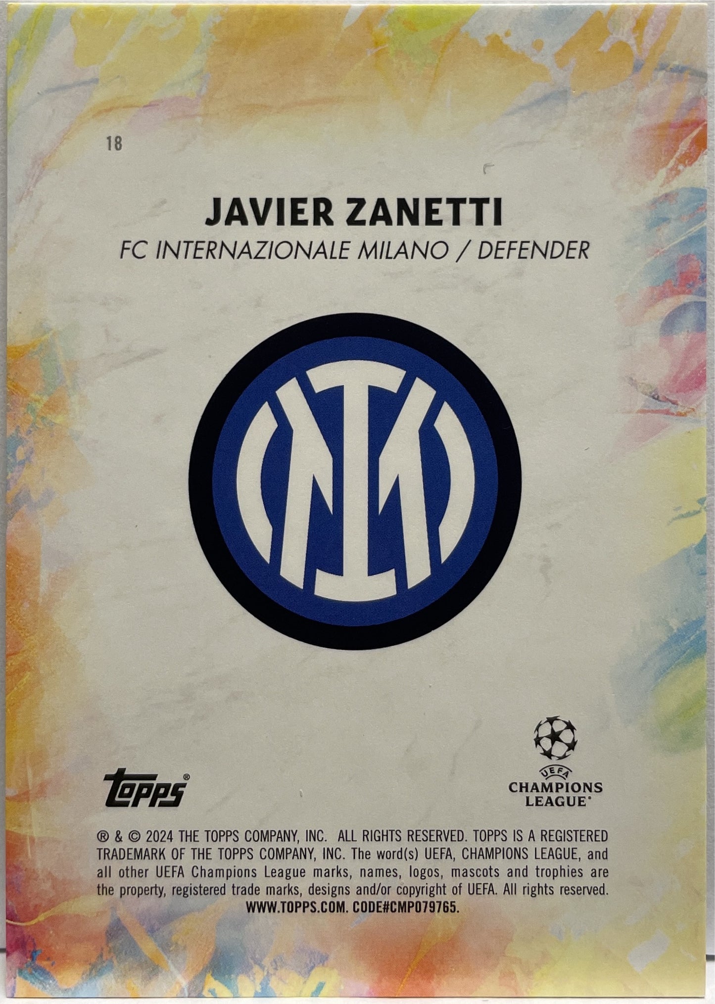 Javier Zanetti 23/49 Legacy Topps Inception 2023/24