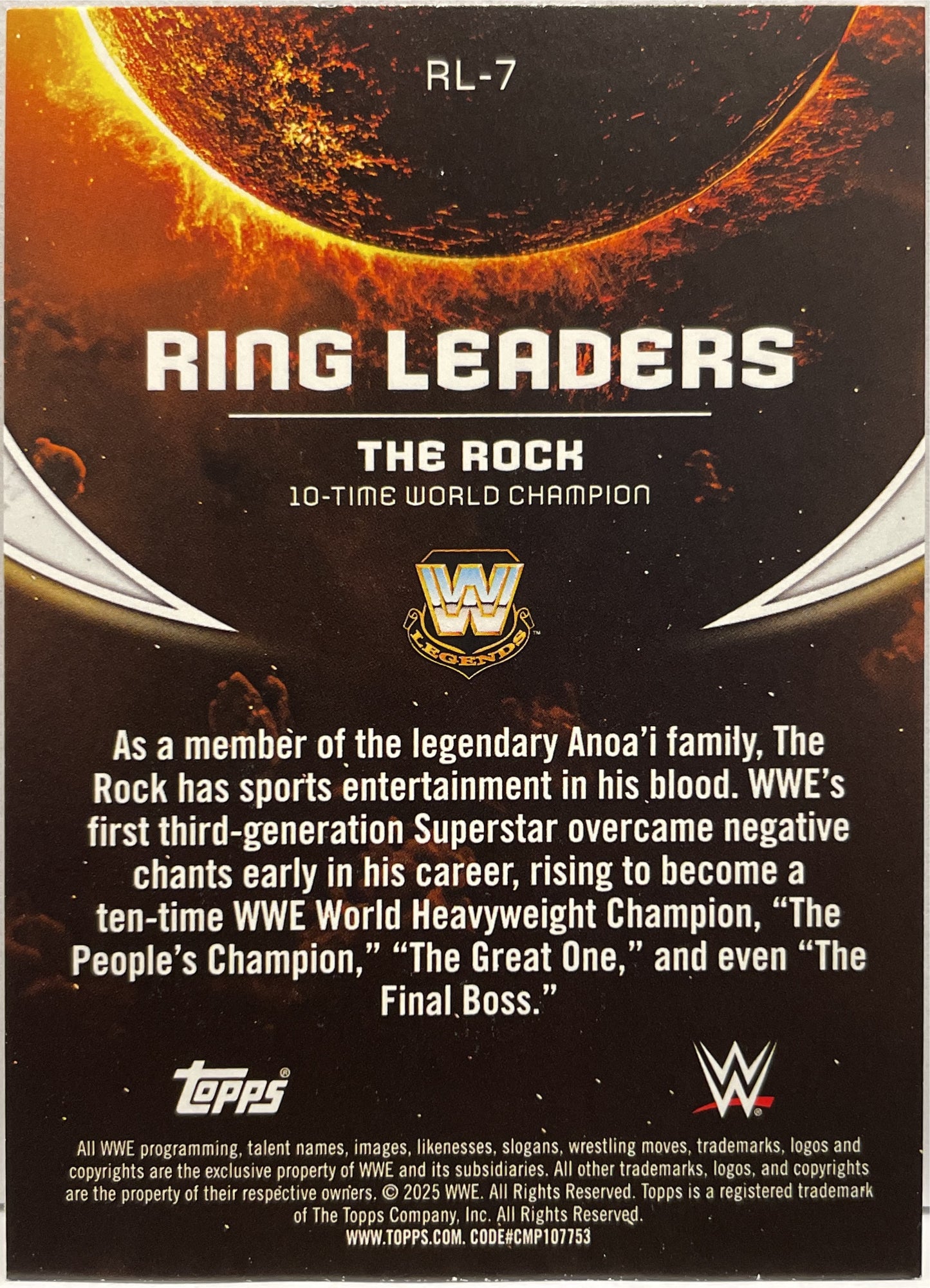 The Rock Ring Leaders Topps Universe WWE 2025