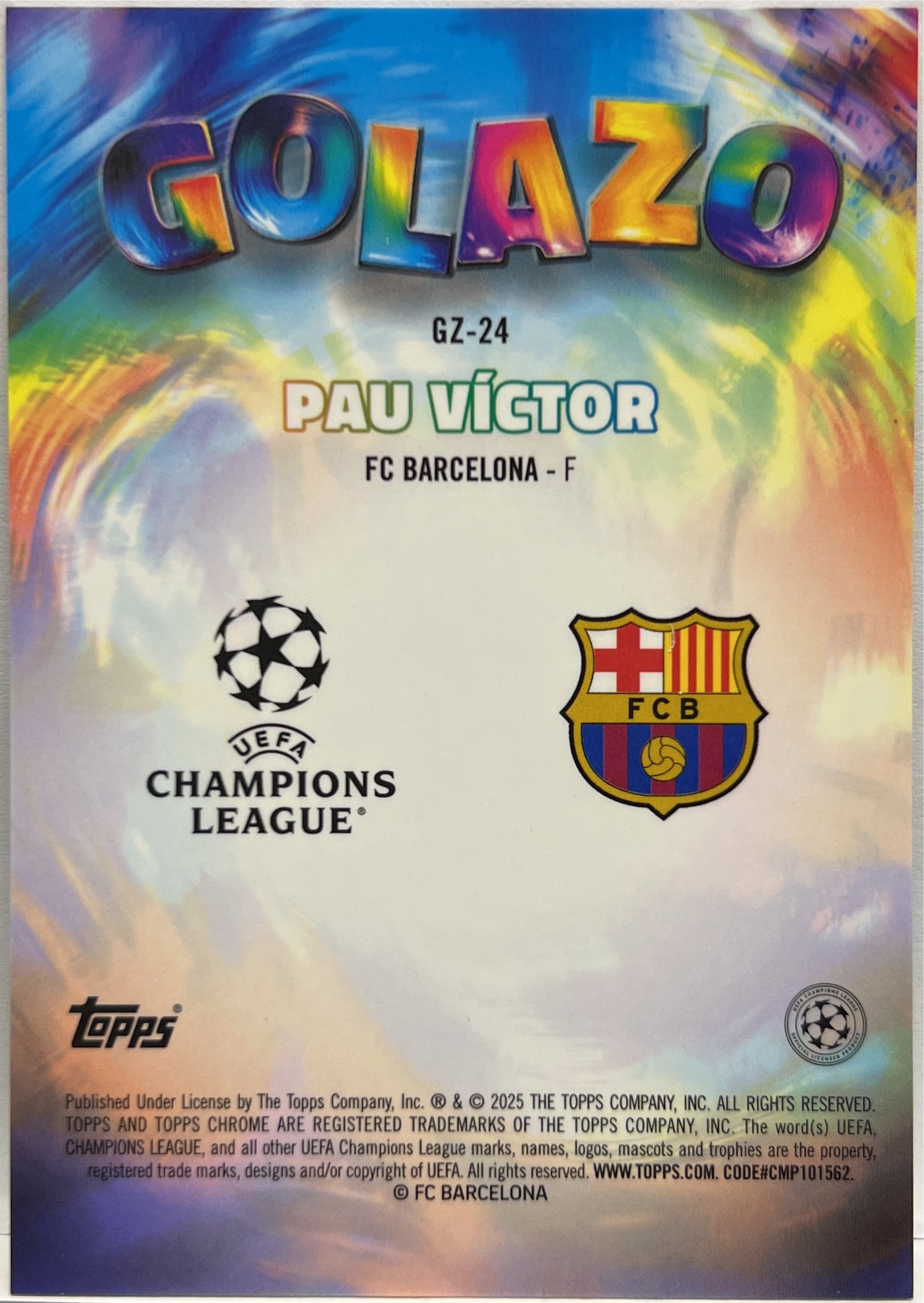 Pau Victor 26/99 Rookie Golazo Green Topps Chrome UCC 2024/25