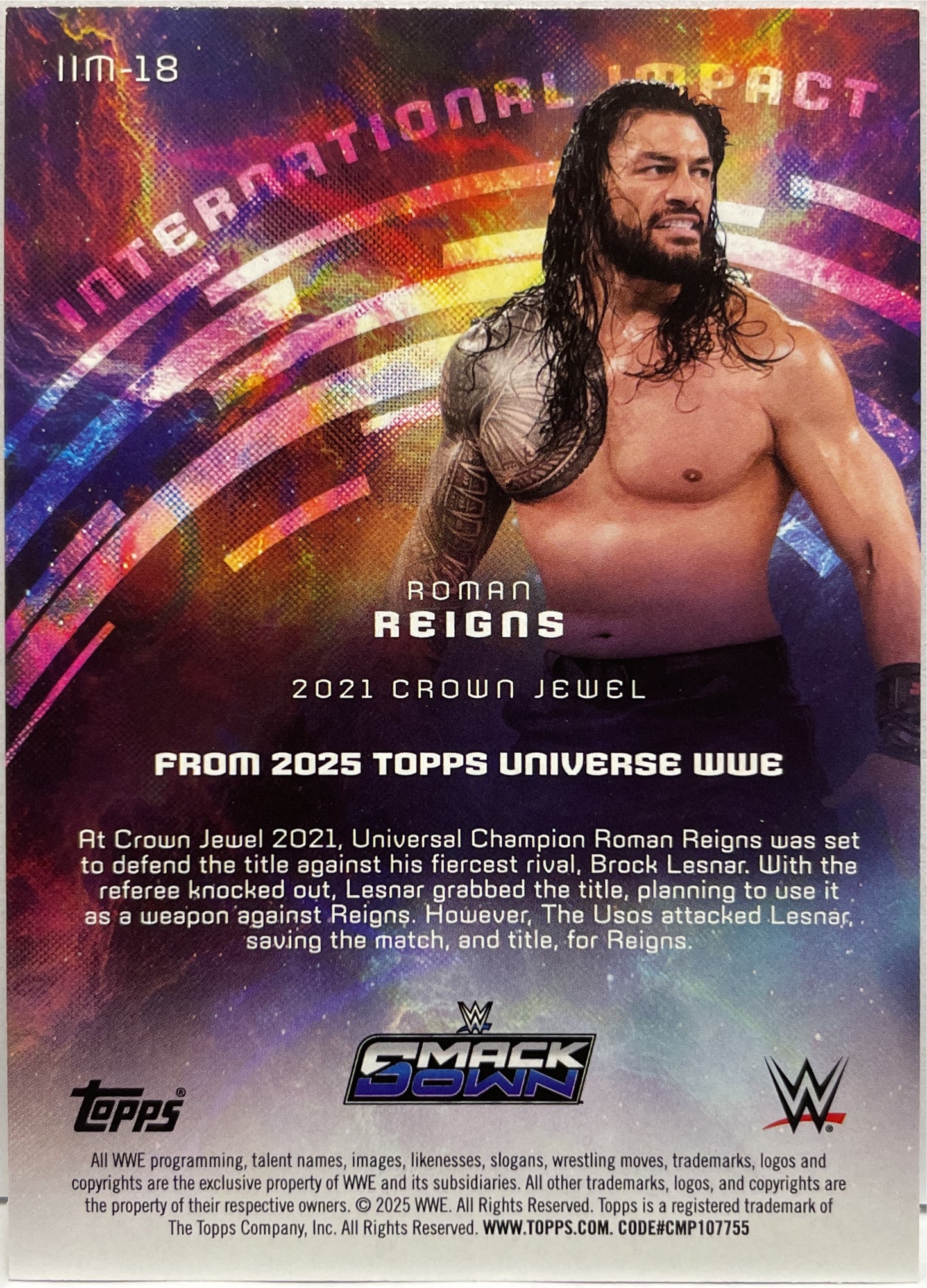 Roman Reigns International Impact Topps Universe WWE 2025
