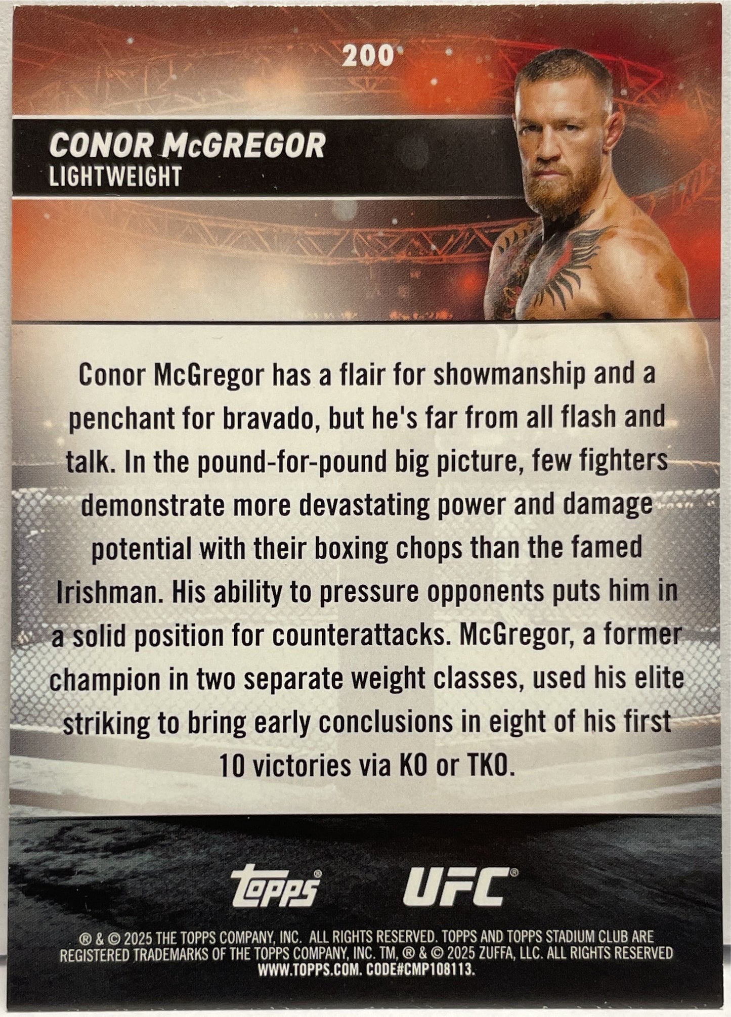 Conor McGregor Topps Stadium UFC 2025