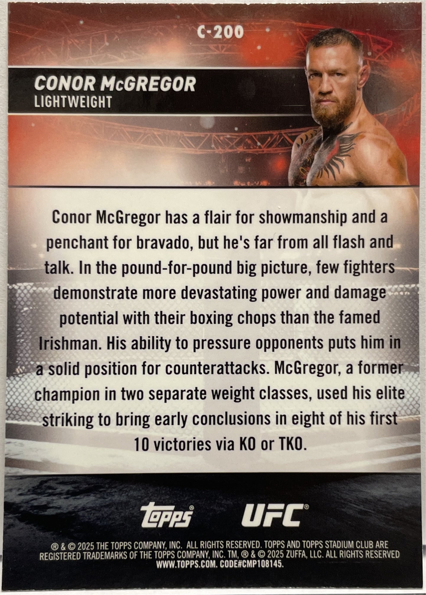 Conor McGregor Chrome Topps Stadium UFC 2025