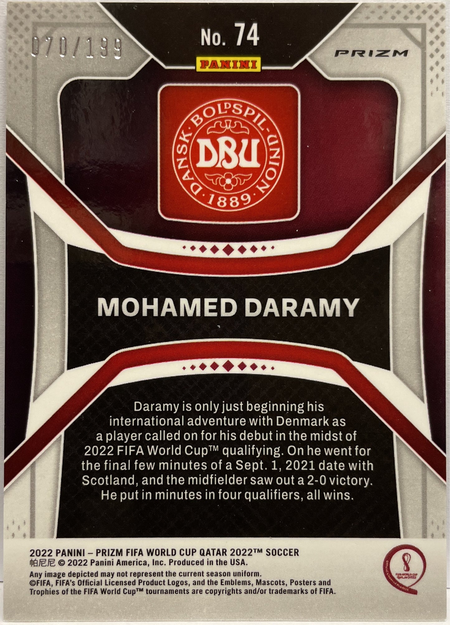 Mohamed Daramy 70/199 Rookie Blue Prizm Qatar 2022
