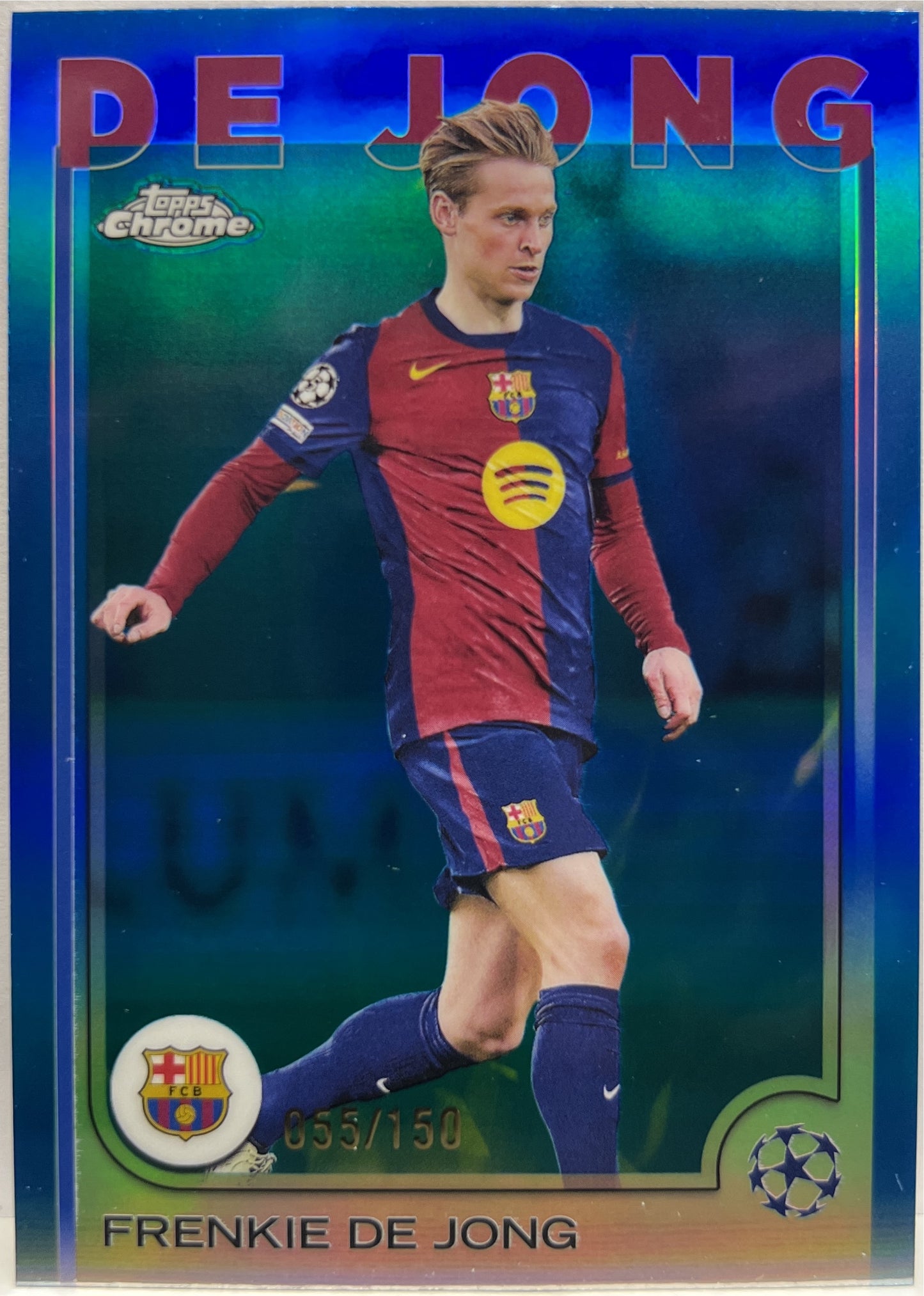 Frenkie De Jong 55/150 Blue Topps Chrome UCC 2024/25